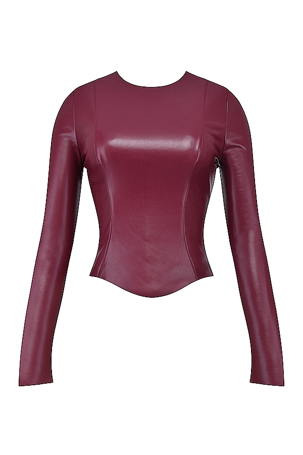 Wine Vegan Leather Top