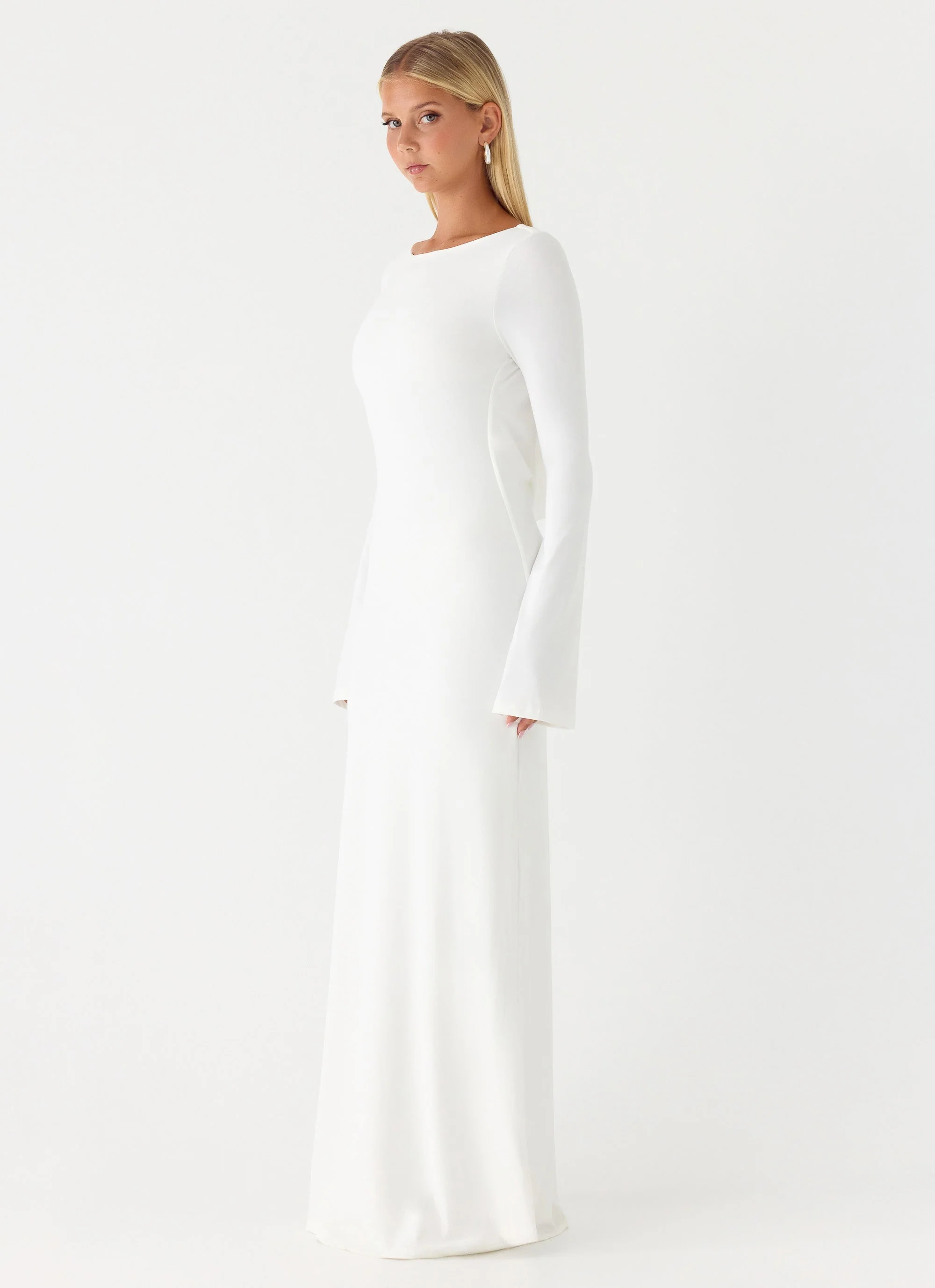 Elmont Long Sleeve Maxi Dress - White - luluinthesky