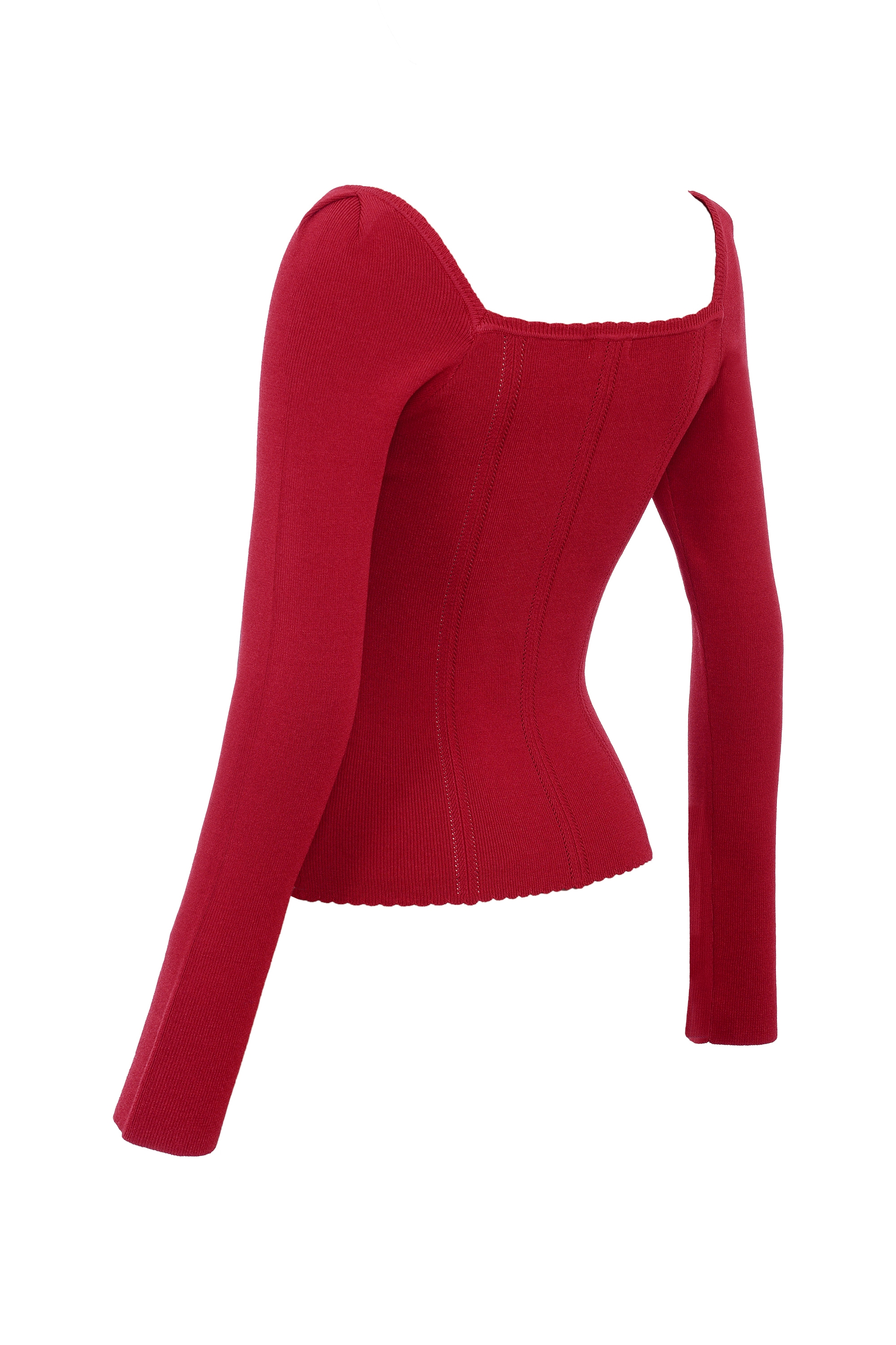 Red Knitted Long Sleeve Top