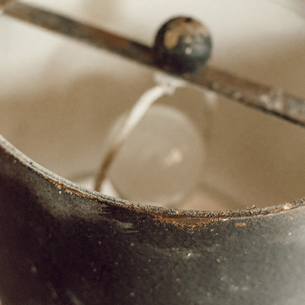 Wood Base Tabletop Lamp with Metal Splatter Shade