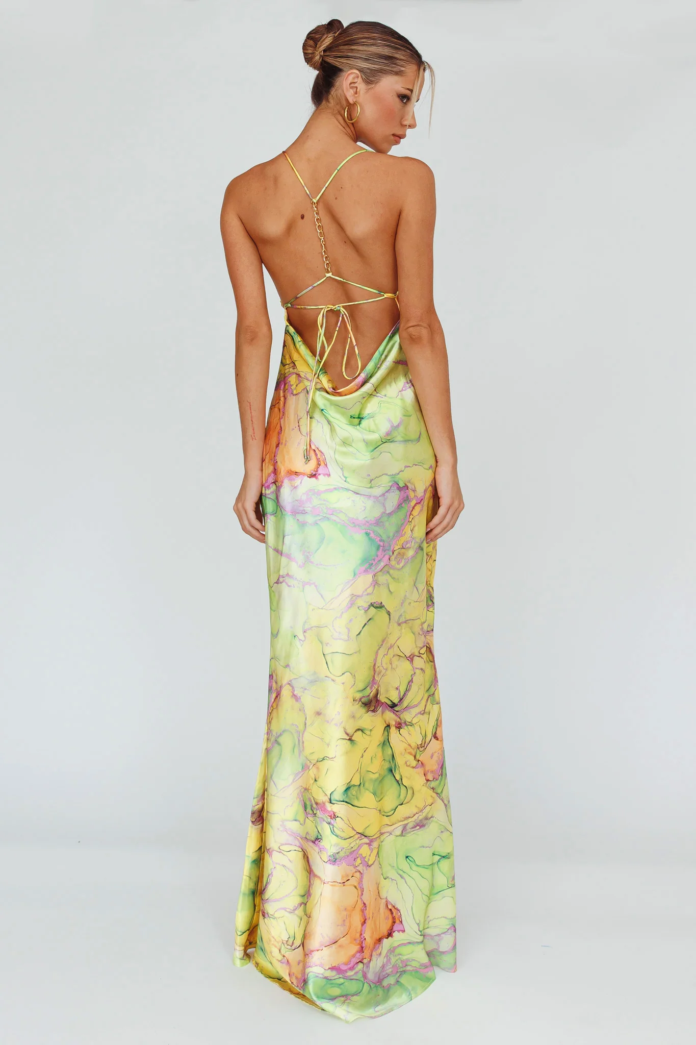 Bailey Strappy Chain Back Maxi Dress Lime