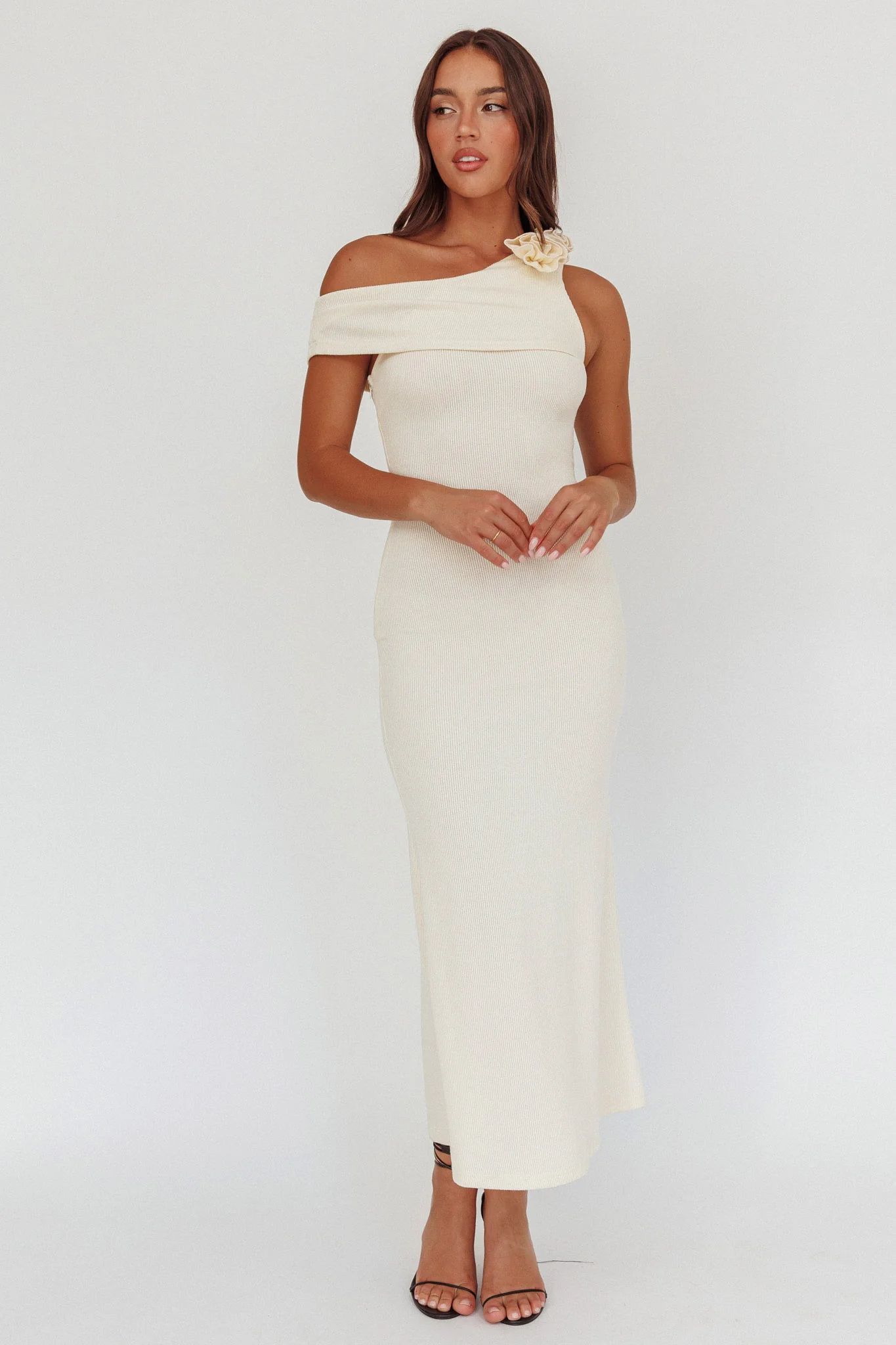 Mazon One-Shoulder Knit Maxi Dress Butter