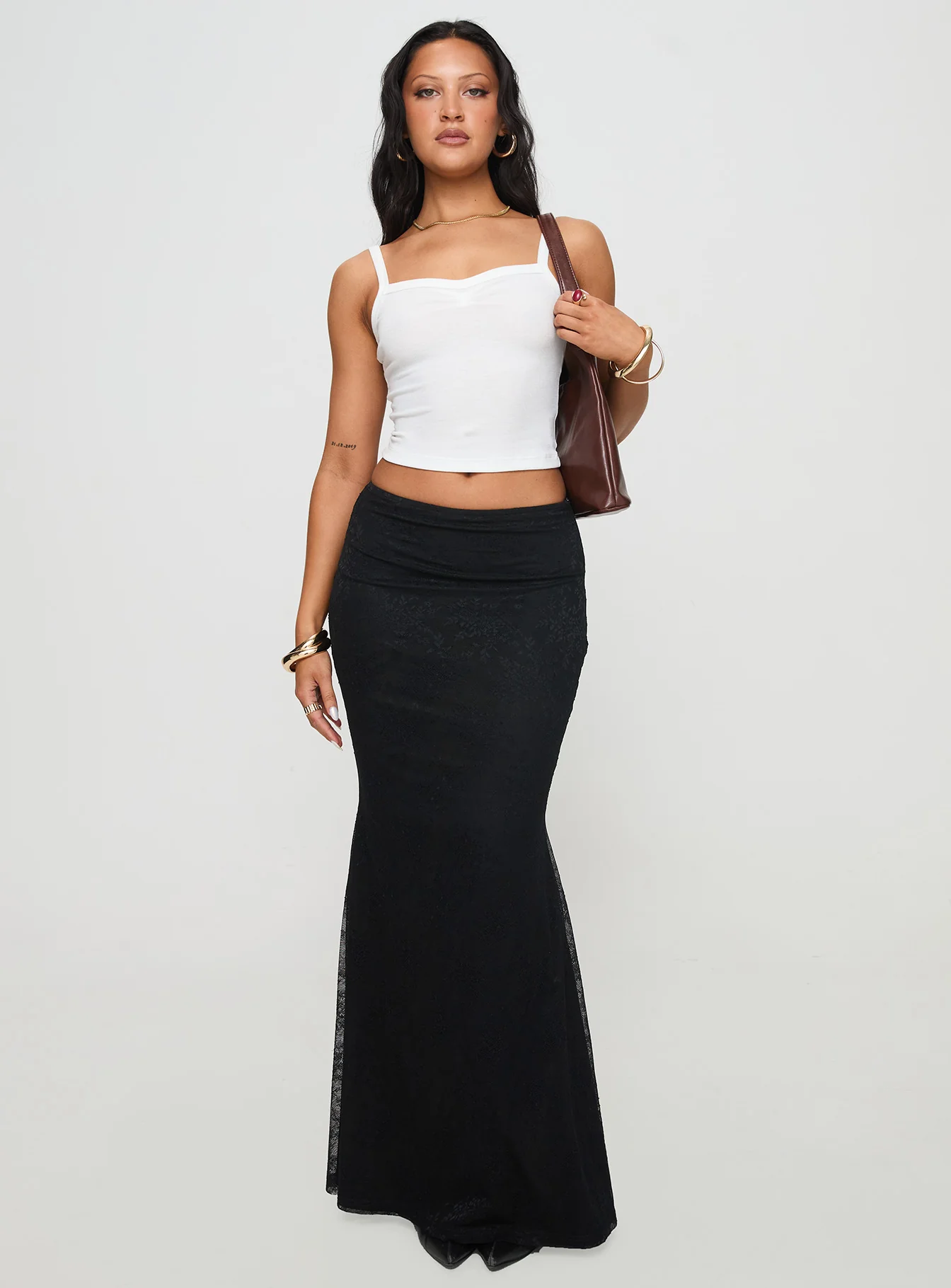 Essentials Ruched Rib Cami Top White