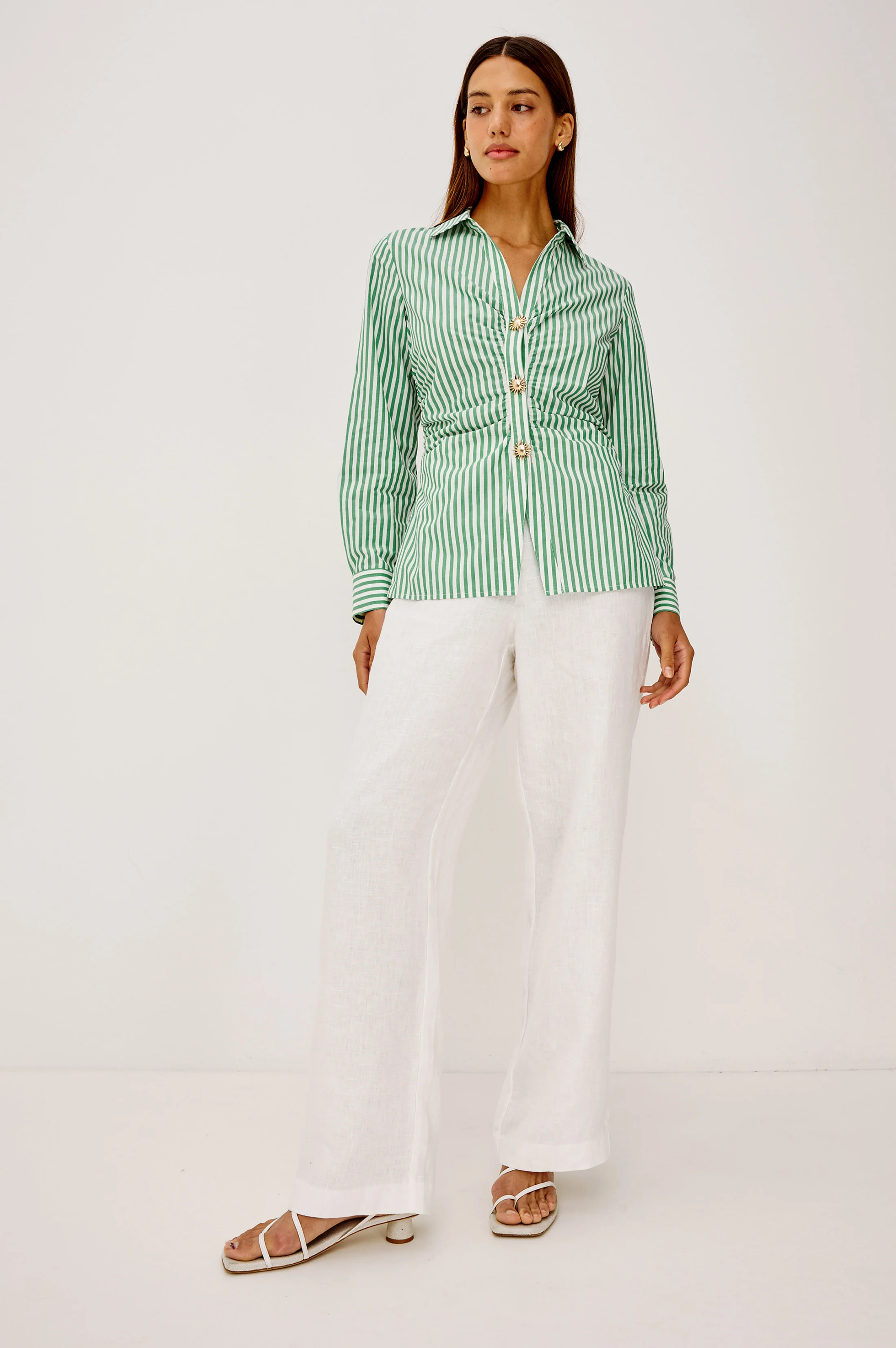 Carayln Shirt - Emerald Stripe