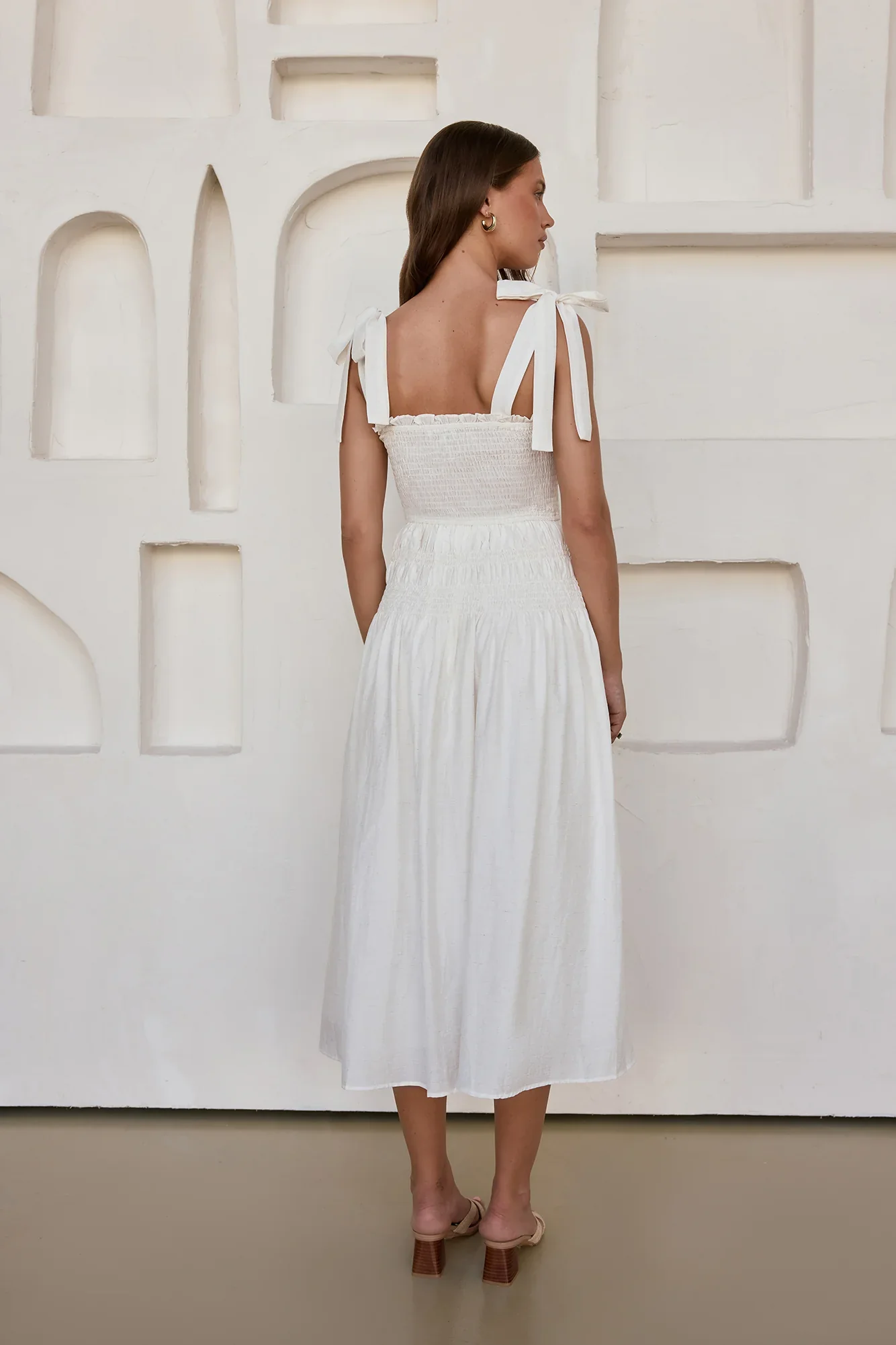 Spring Breeze Midi Dress White