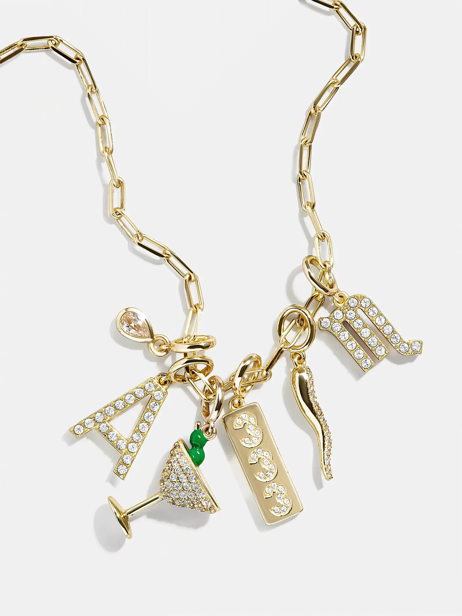 Cluster Charm Necklace - Paperclip Chain
