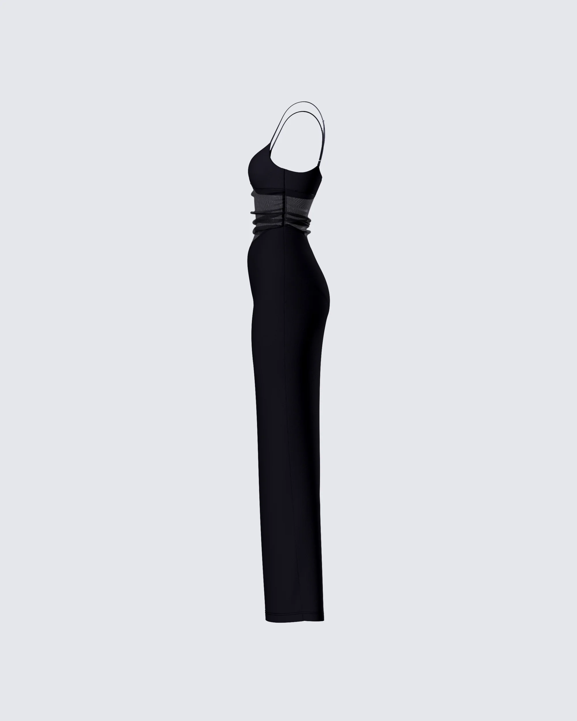 Philomena Black Mesh Window Maxi Dress