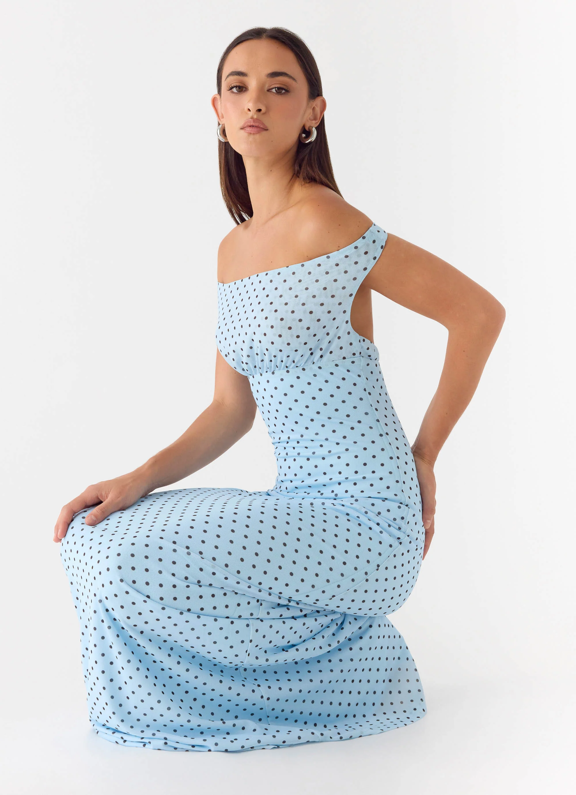 Like Me Now Maxi Dress - Blue Mocha Dot