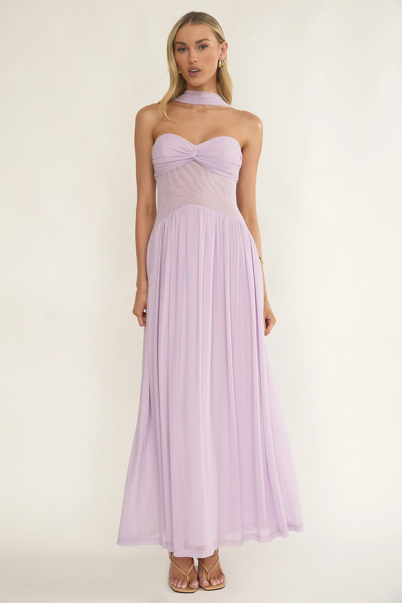 Annita Sheer Waist Maxi Dress Lilac