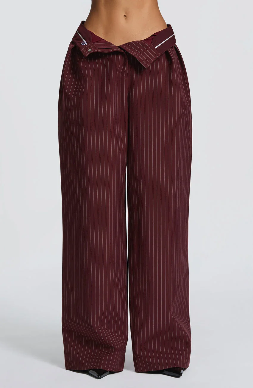 Kirsty Pants - Burgundy Pinstripe - luluinthesky
