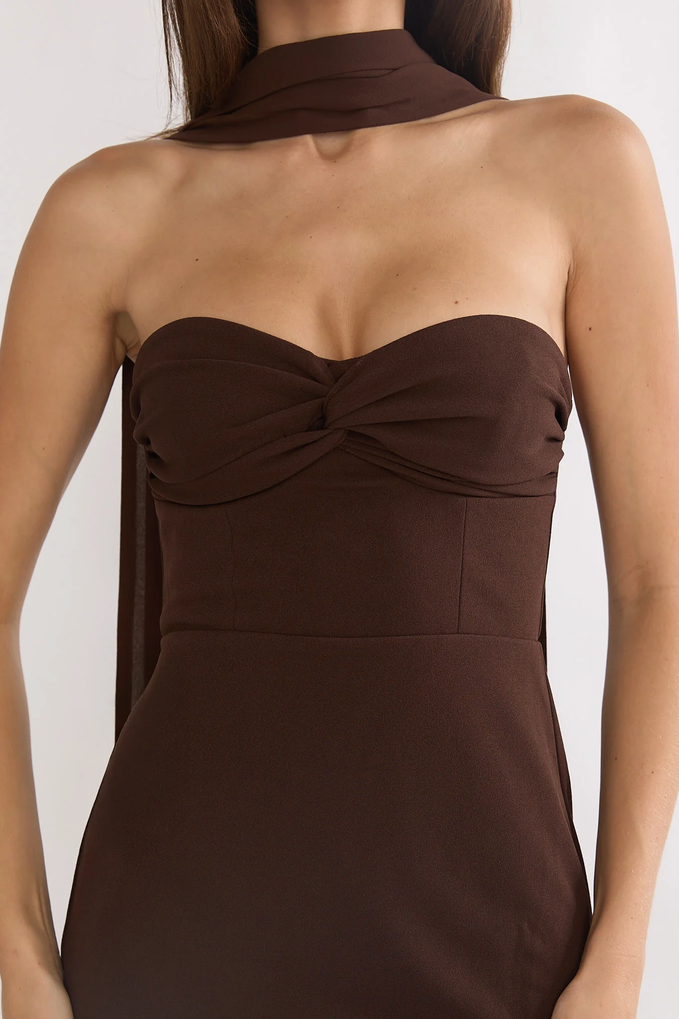 Of The Night Twist Bust Maxi Dress Chocolate - luluinthesky