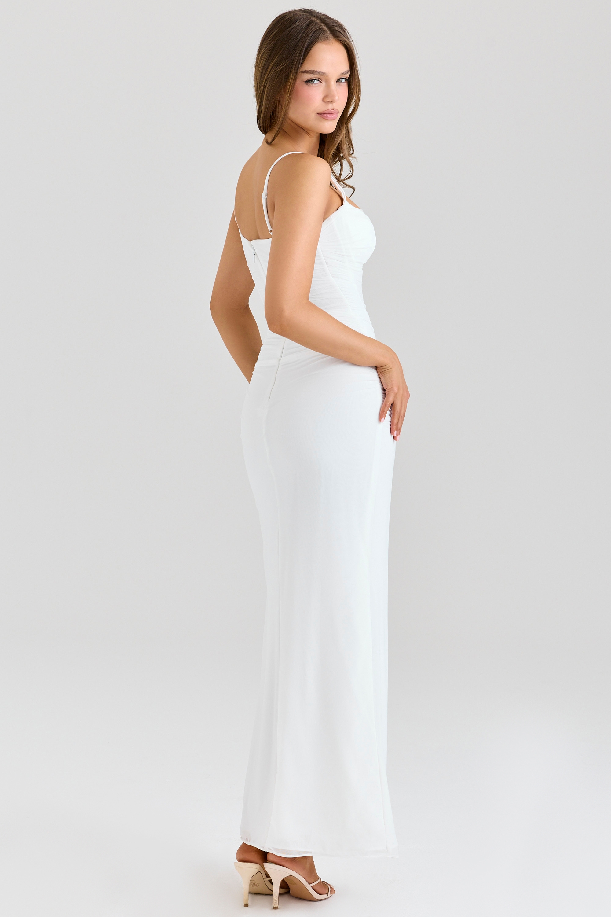 white mesh maxi dress