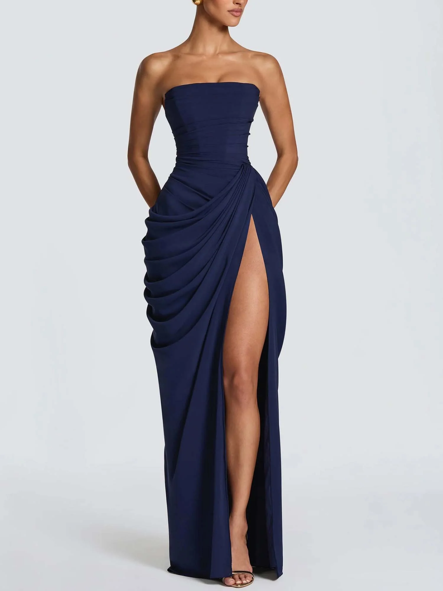 Ethereal Sculpted Draping  Maxi Dress