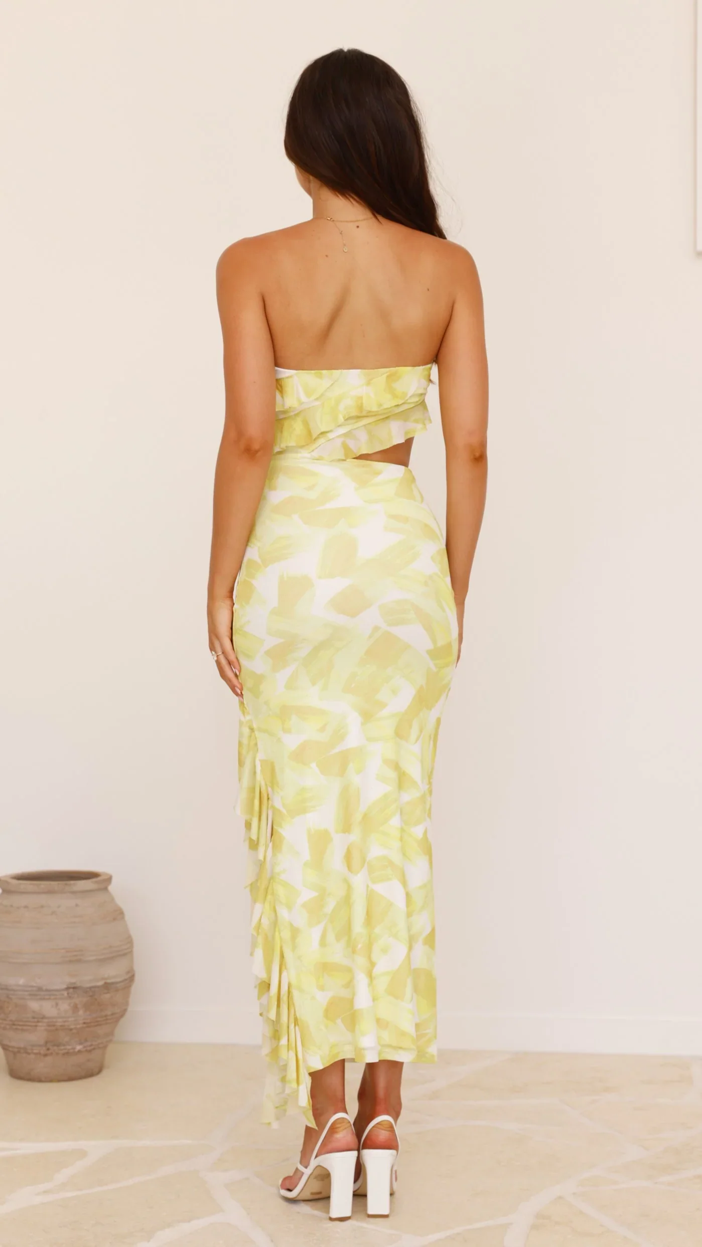 Zinnia Midi Dress - Yellow/White