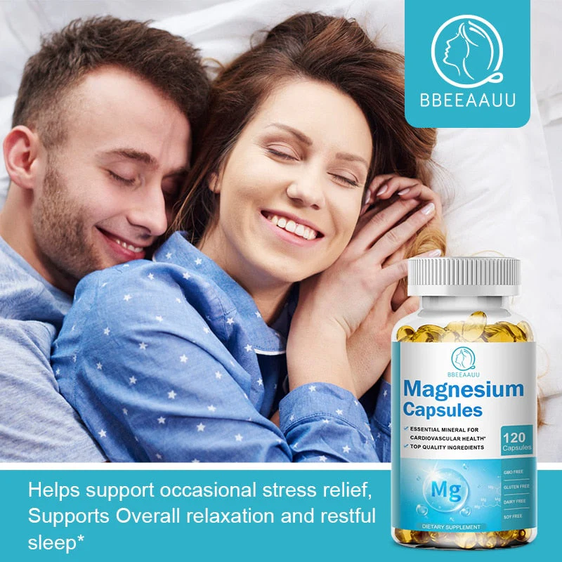 BBEEAAUU Chelated Magnesium Glycinate Capsules Promotes Muscle Heart and Bone Health Help Sleep Muscle Relaxation Anxiety Relief - lemrro