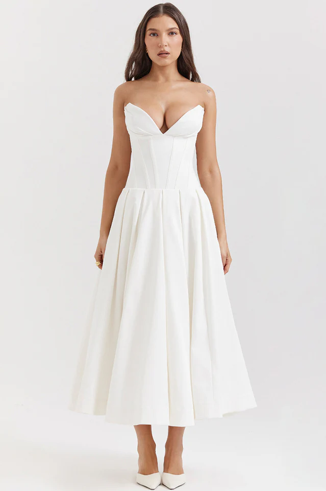 Lady Black Strapless Midi Dress