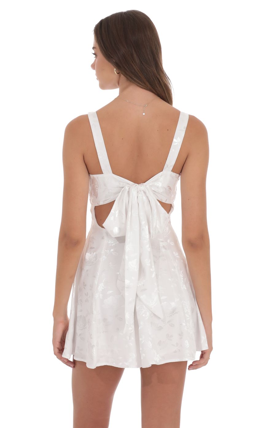 Floral Jacquard A-Line Dress in White