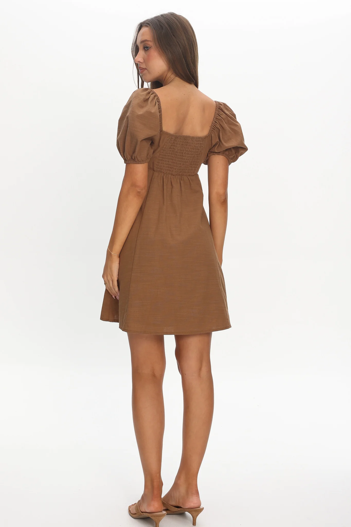 Highlight Reels Puff Sleeve Lace Mini Dress Chocolate - luluinthesky
