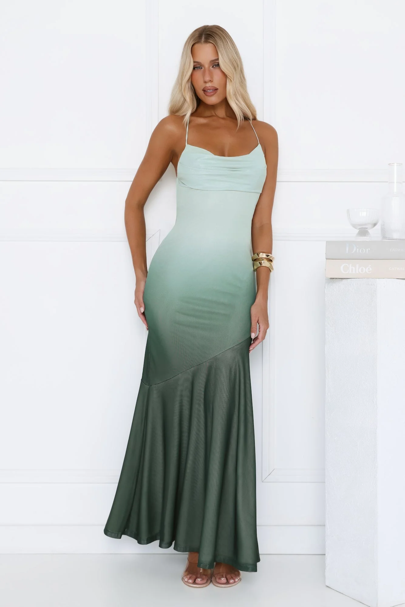 Fiora Ombre Maxi Dress Green - luluinthesky