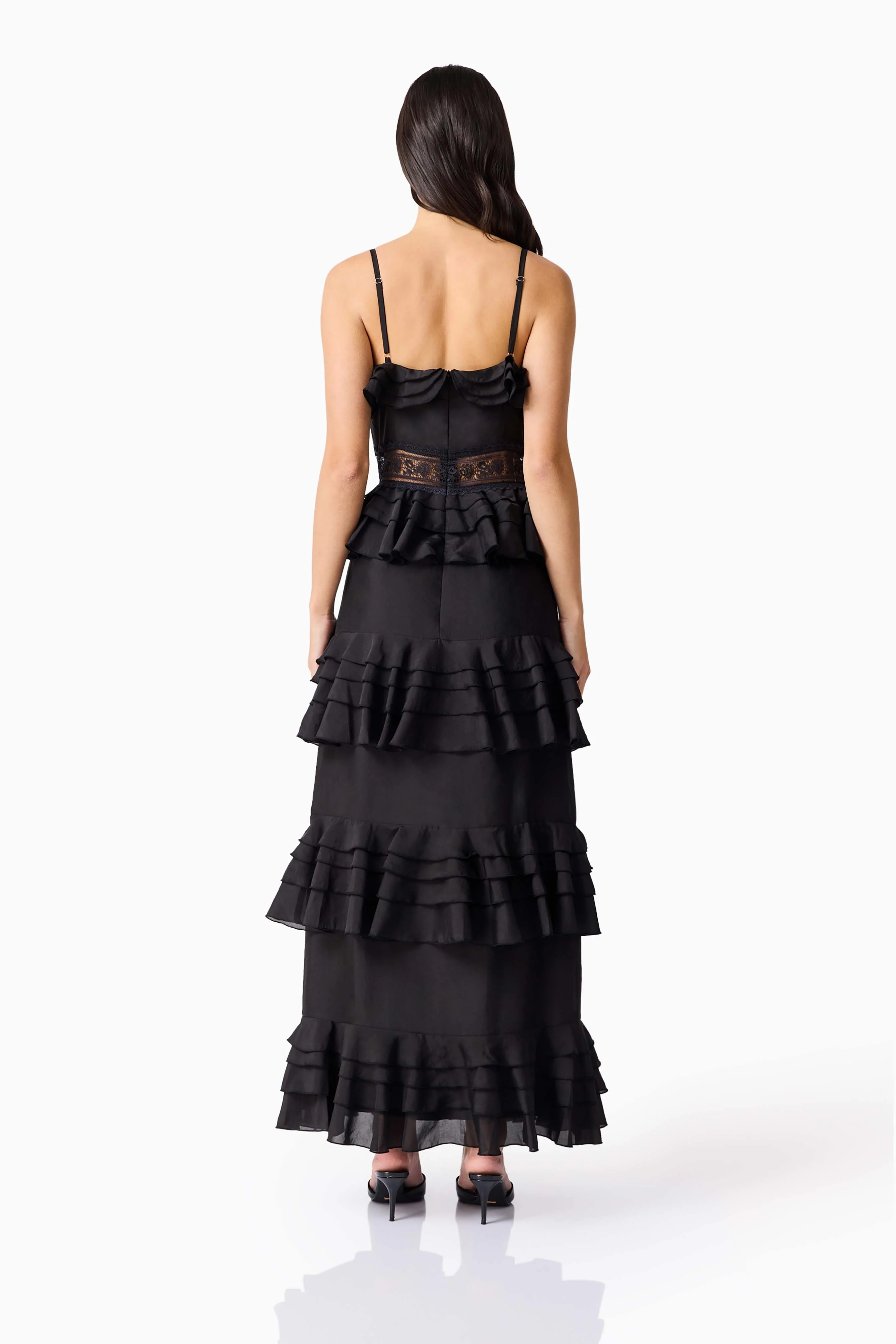 Lucinda Tiered Gown in Black
