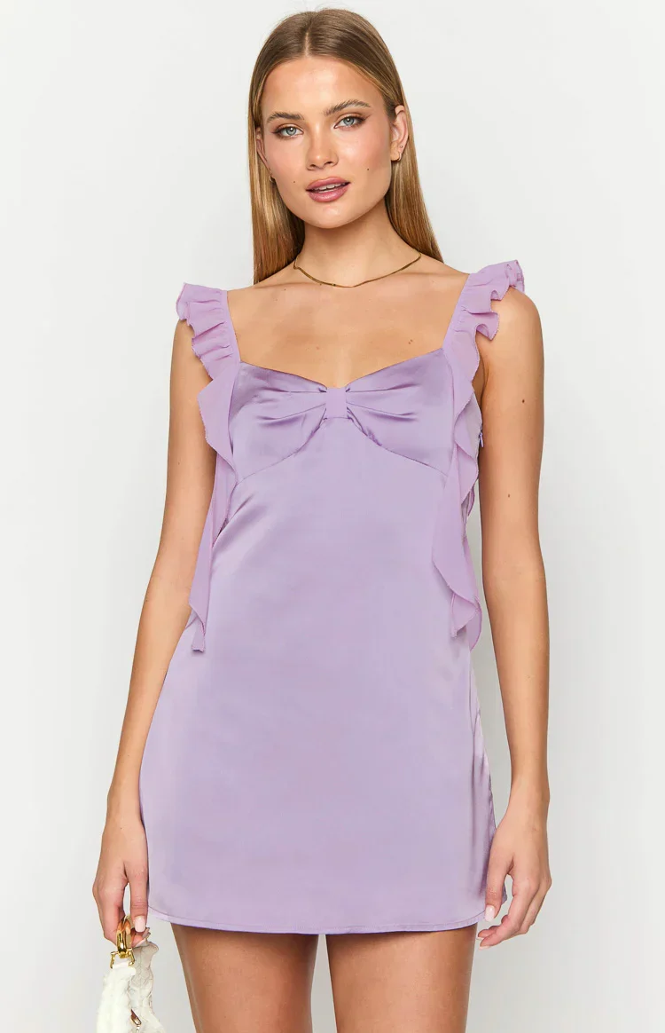 Joyce Lilac Satin Mini Dress