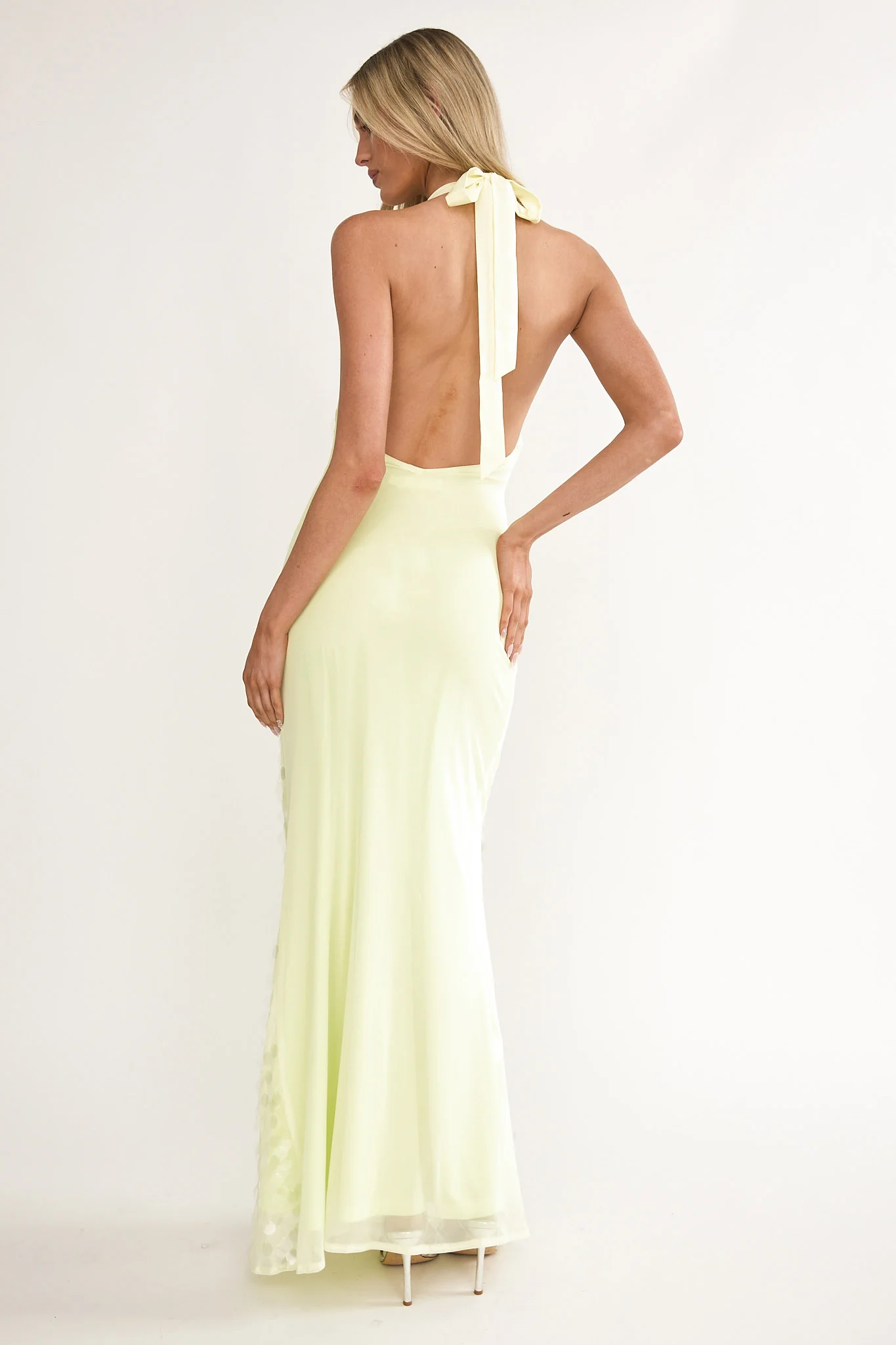Kirralee Asymmetric Halterneck Sequin Maxi Dress Butter