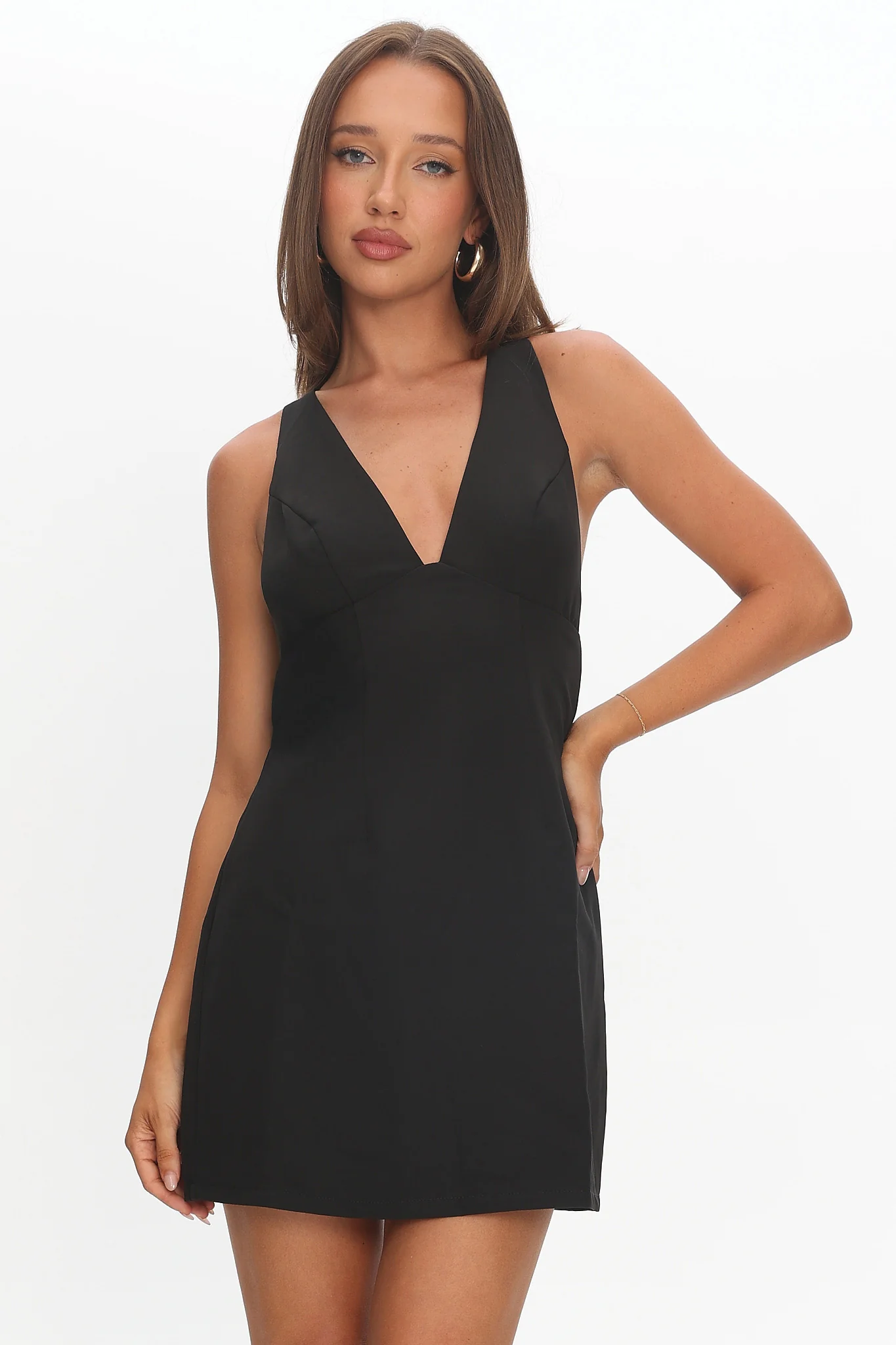 Moonlit Night Ruffle Strap Cut-Out Back Dress Black