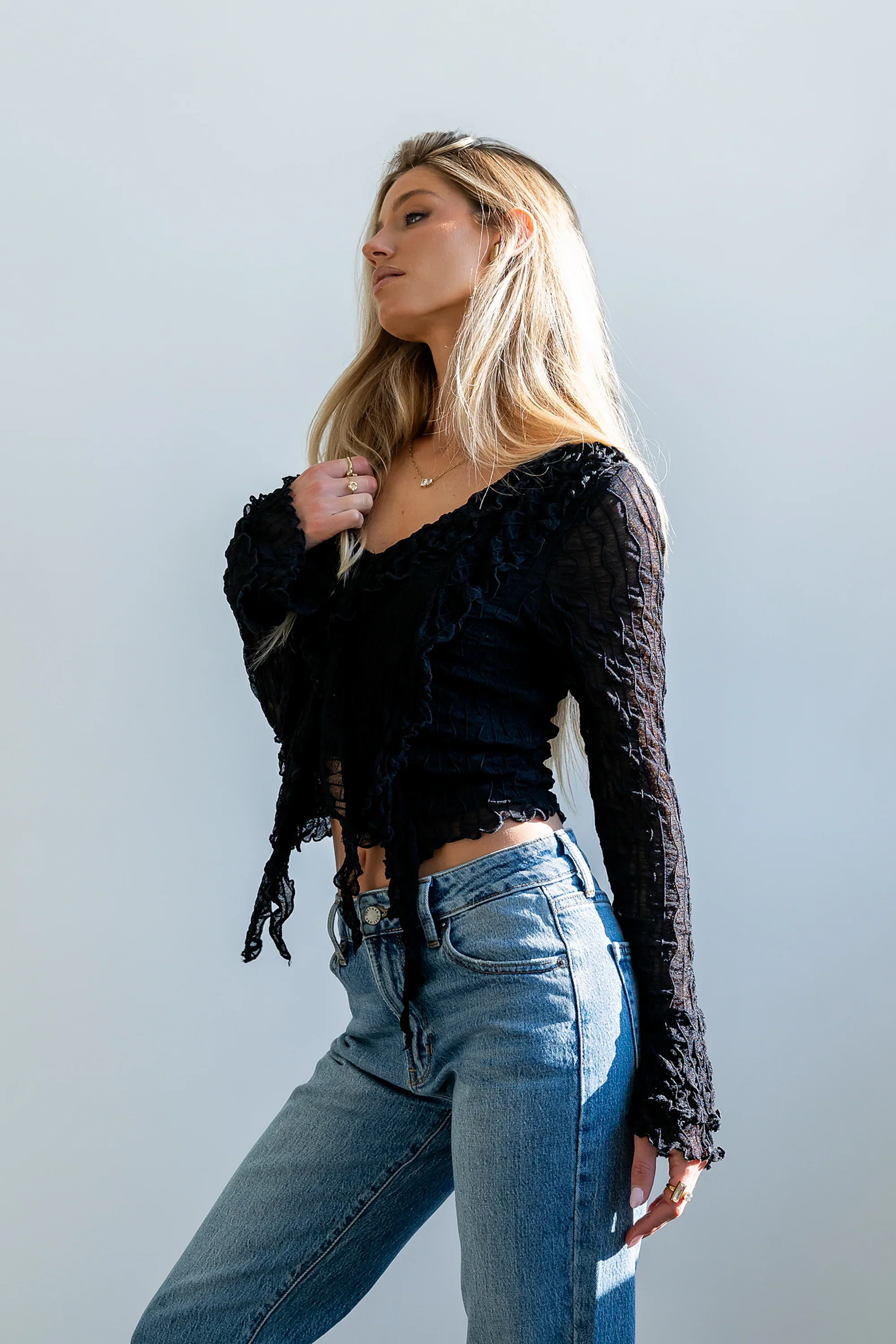 Joy Ruffle Top in Black