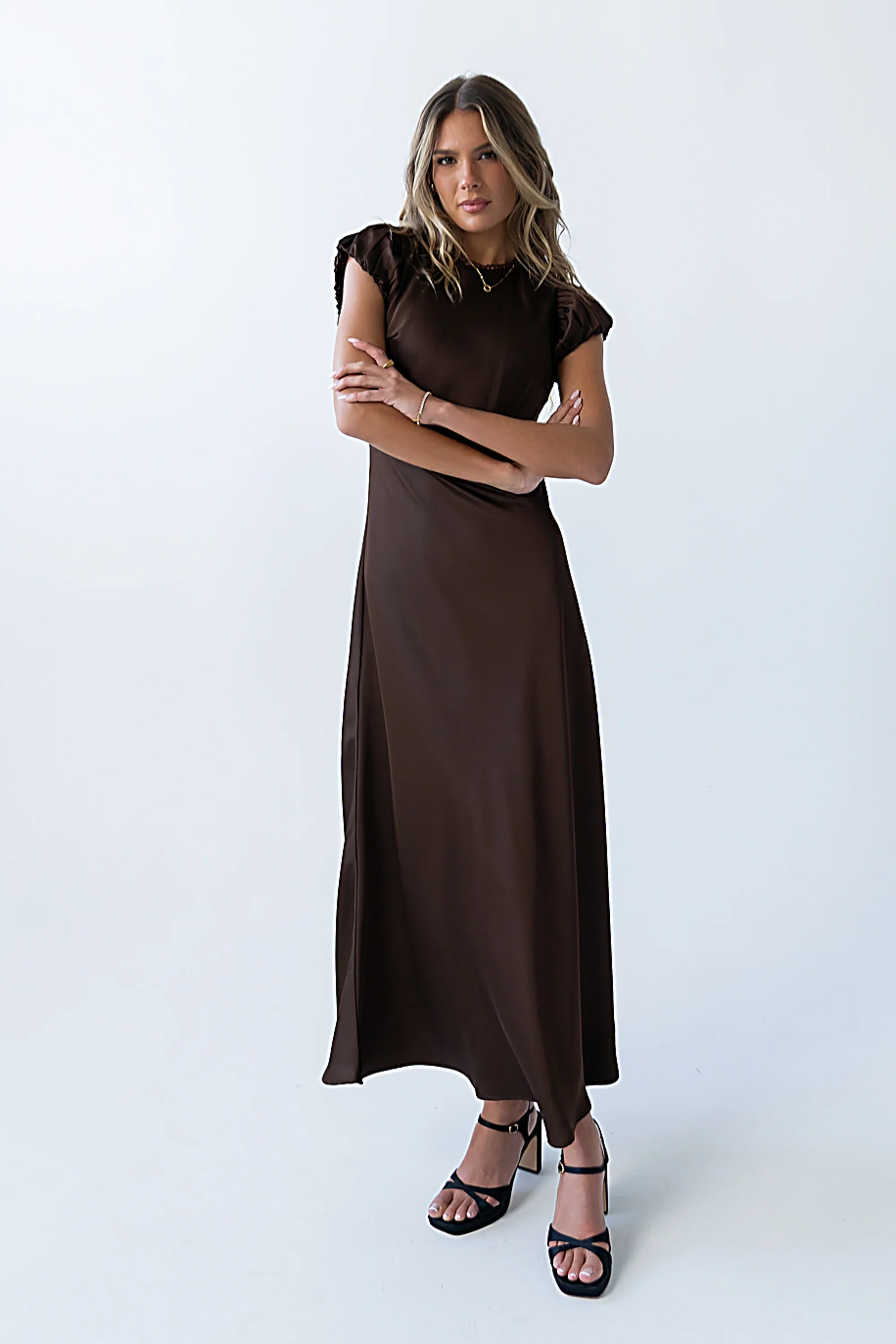 Ellianna Maxi Dress in Dark Brown - luluinthesky