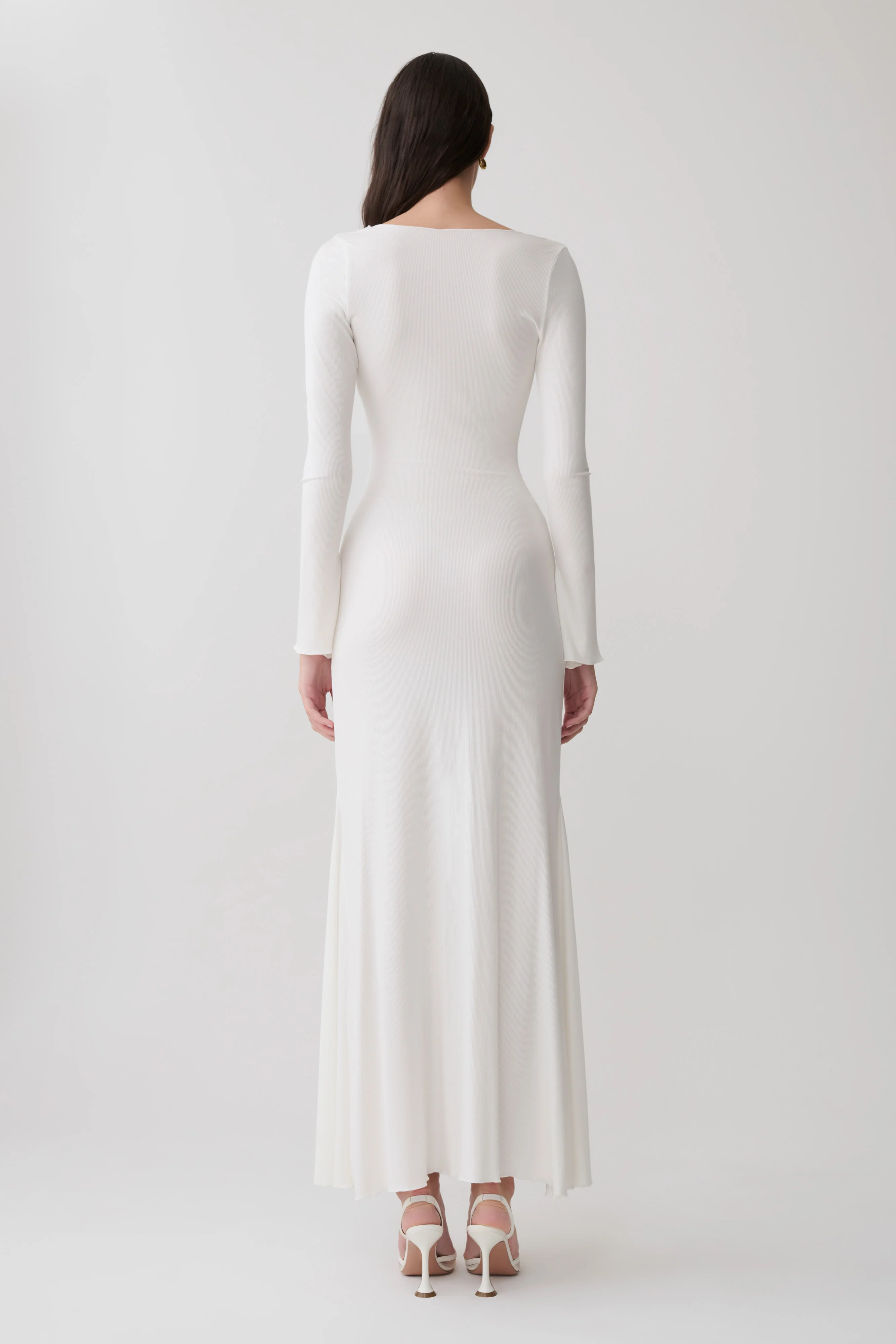 Tanya Buttoned Long Sleeve Maxi Dress - White