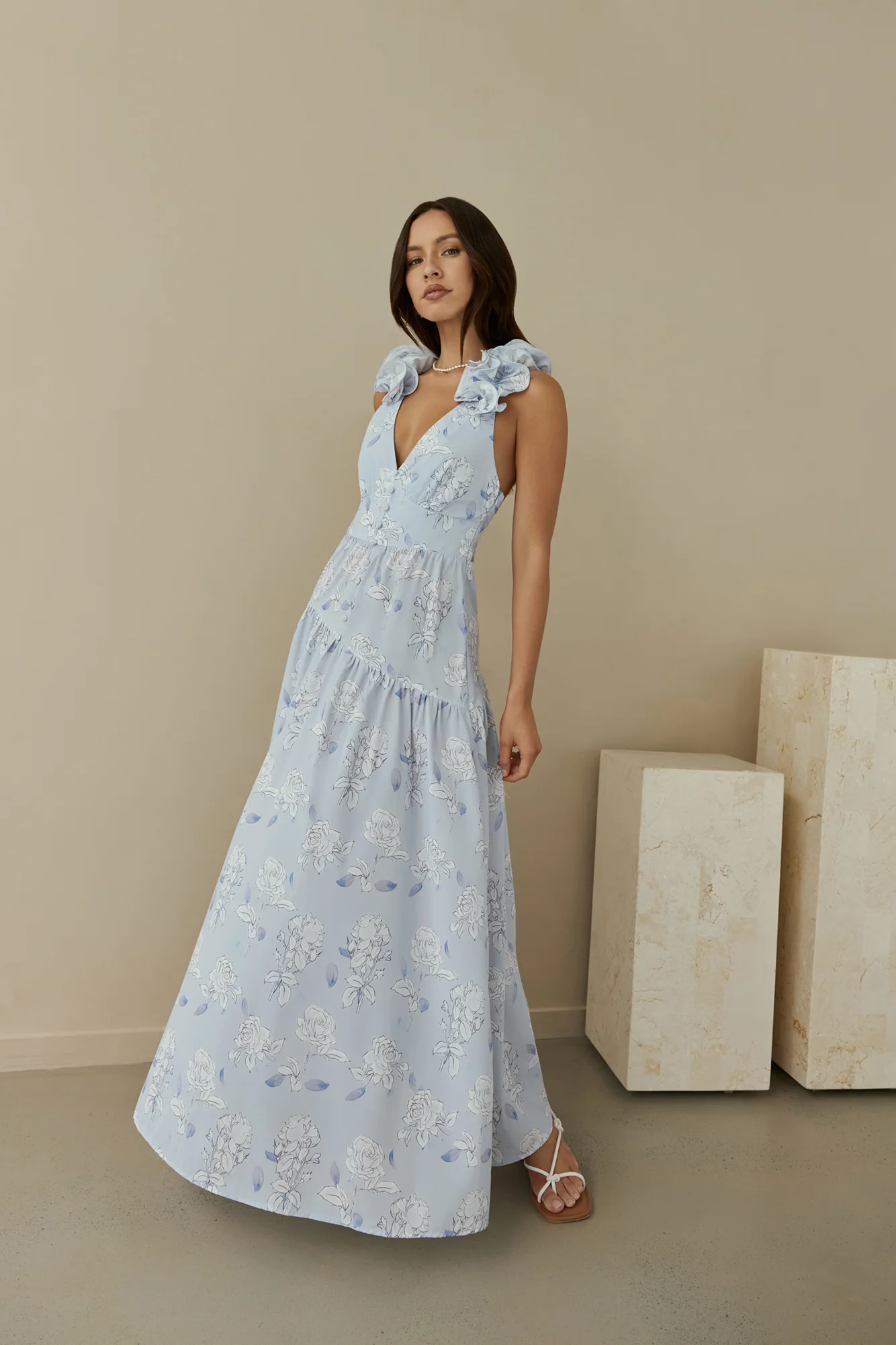 Pretty Smile Maxi Dress Blue - luluinthesky