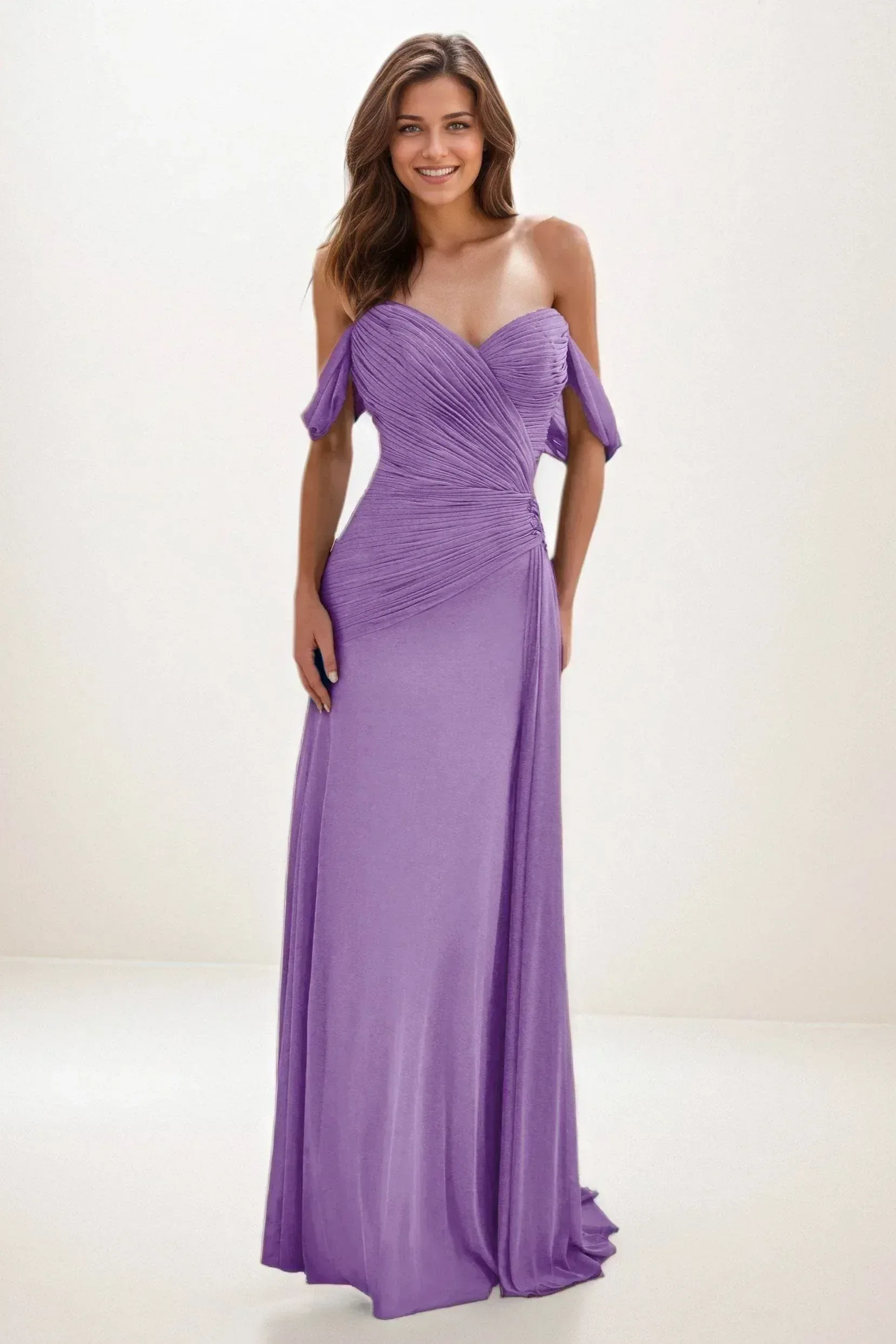 Sheath-Column Maxi Chiffon Wedding Guest Dress CG0288