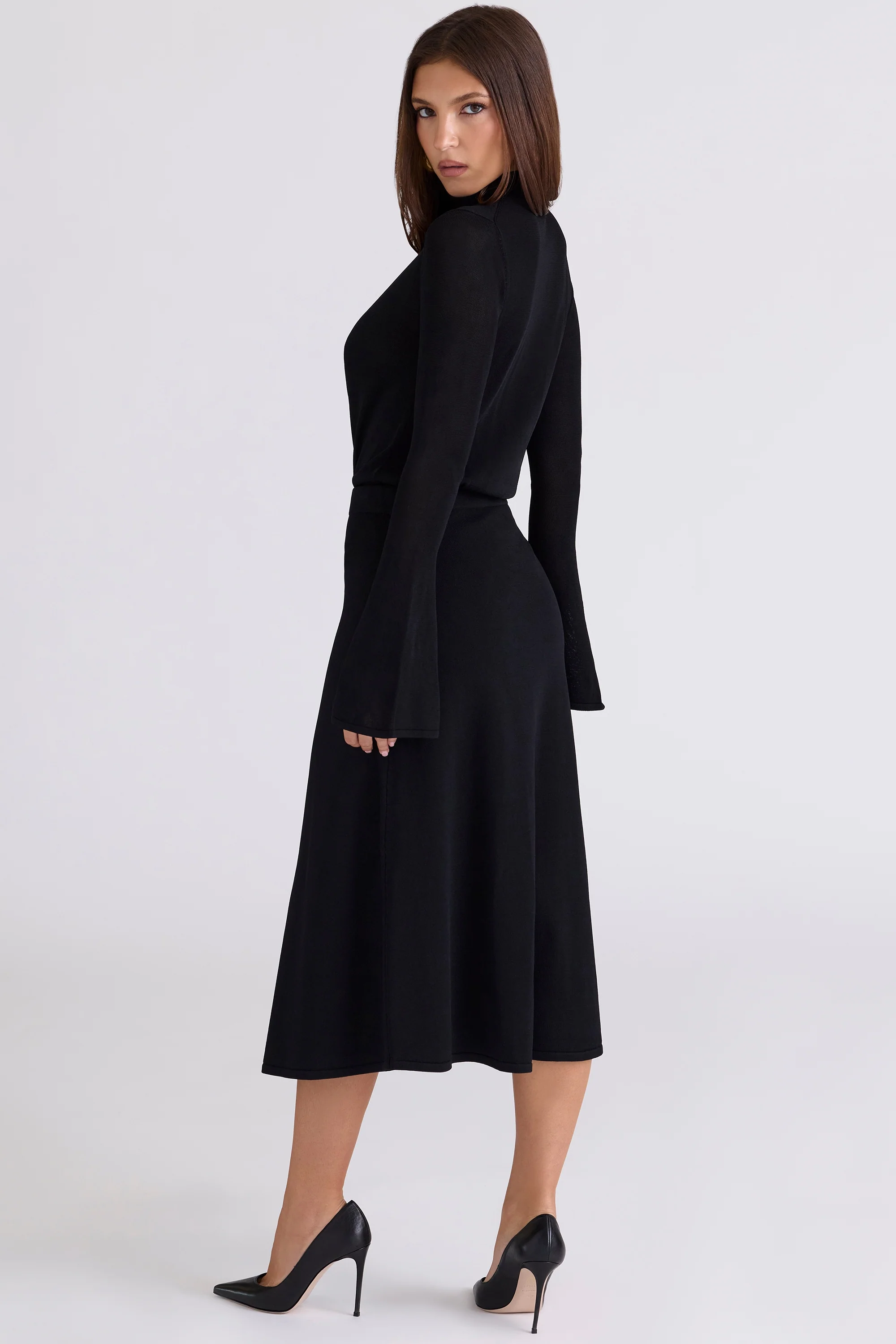 Black A-line Midi Skirt