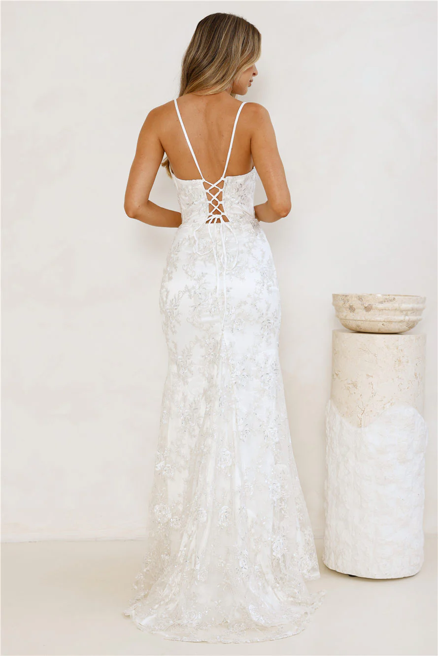 On The Silver Screen Sequin Maxi Dress Off White - luluinthesky