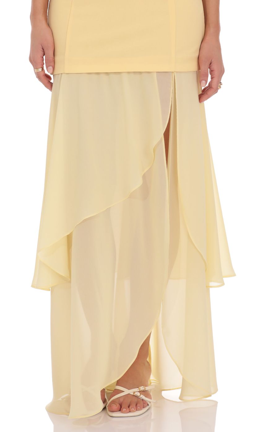 Strapless Layered Maxi Dress in Yellow - FASHION NOB