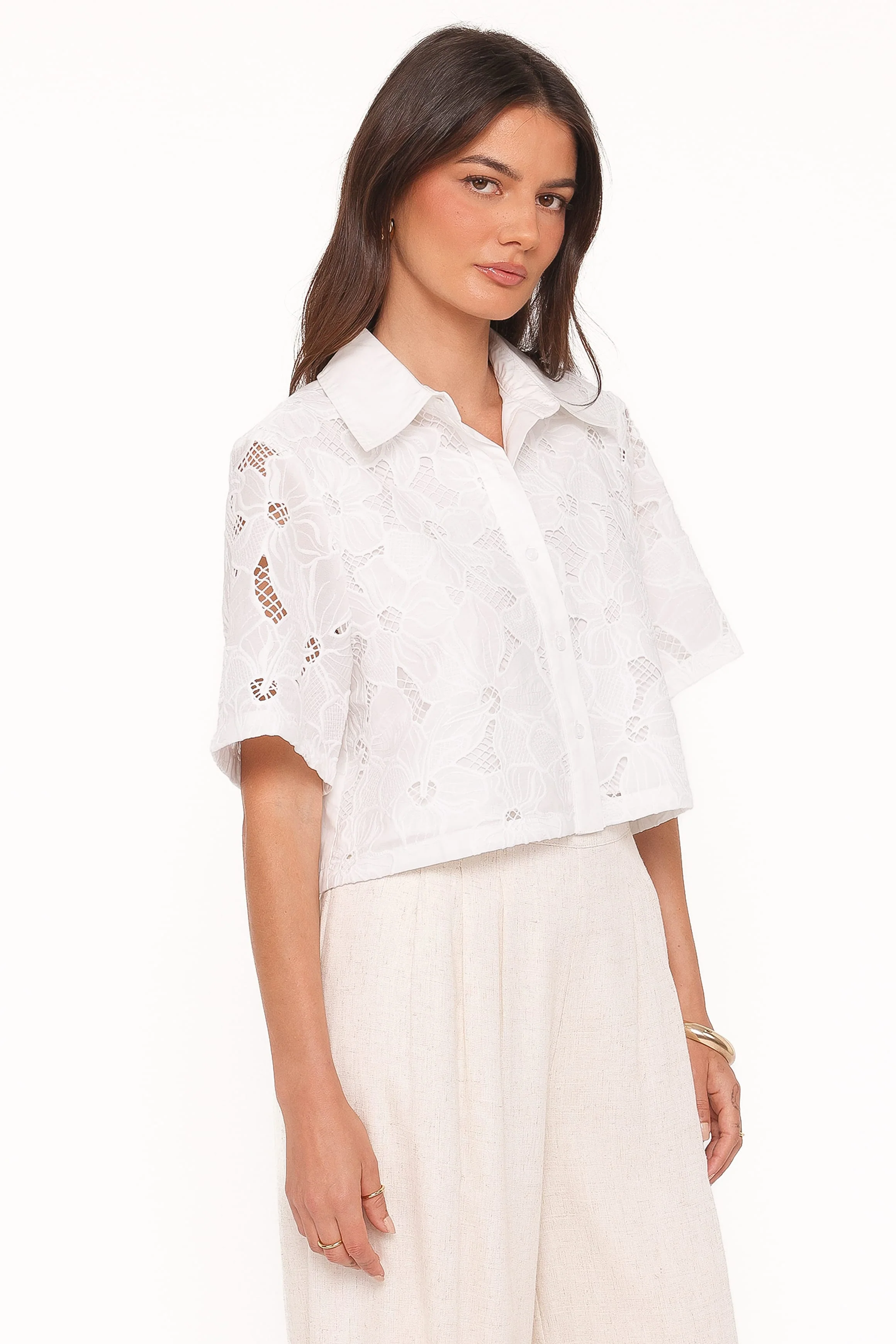 Fidelma Cropped Shirt - White