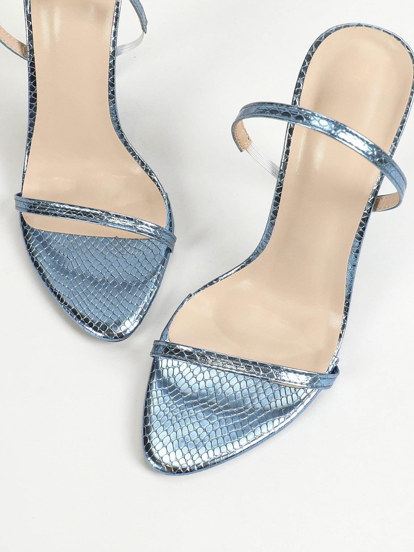 Faux Leather Single Strap Stiletto Heels 816351874612