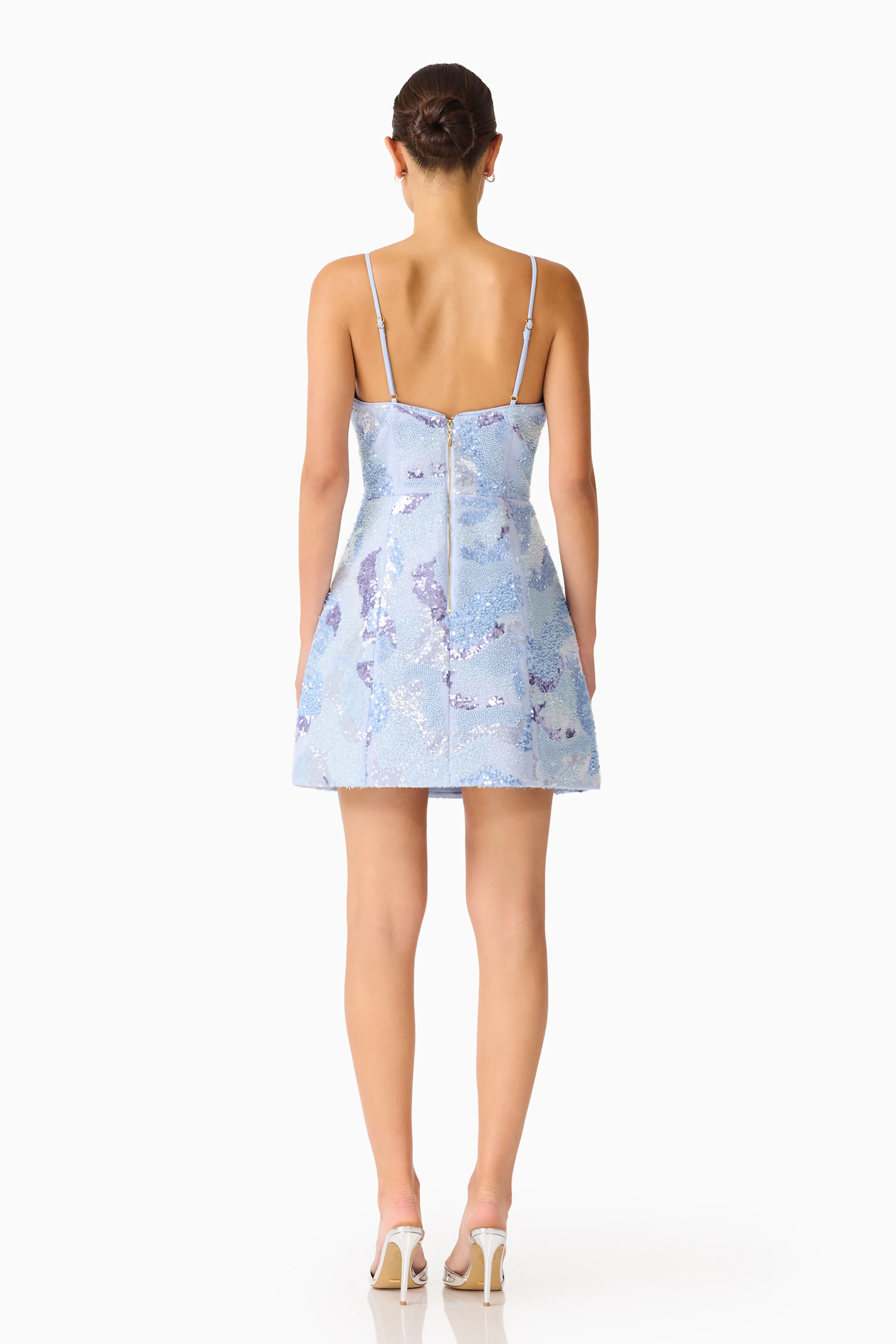 Aurae Embellished Mini Dress in Sky Blue