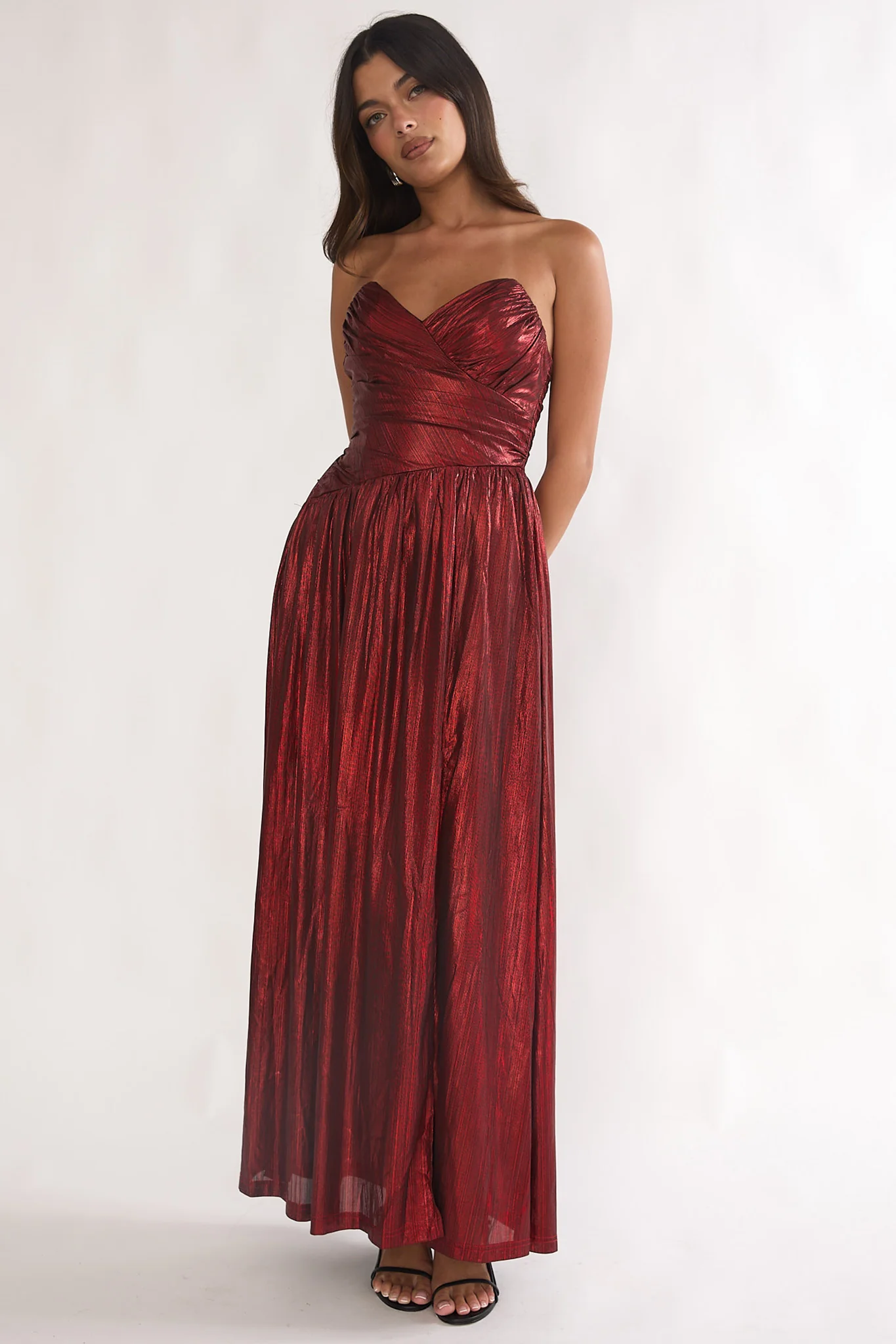 Marin Pointed Sweetheart Maxi Dress Wine - luluinthesky