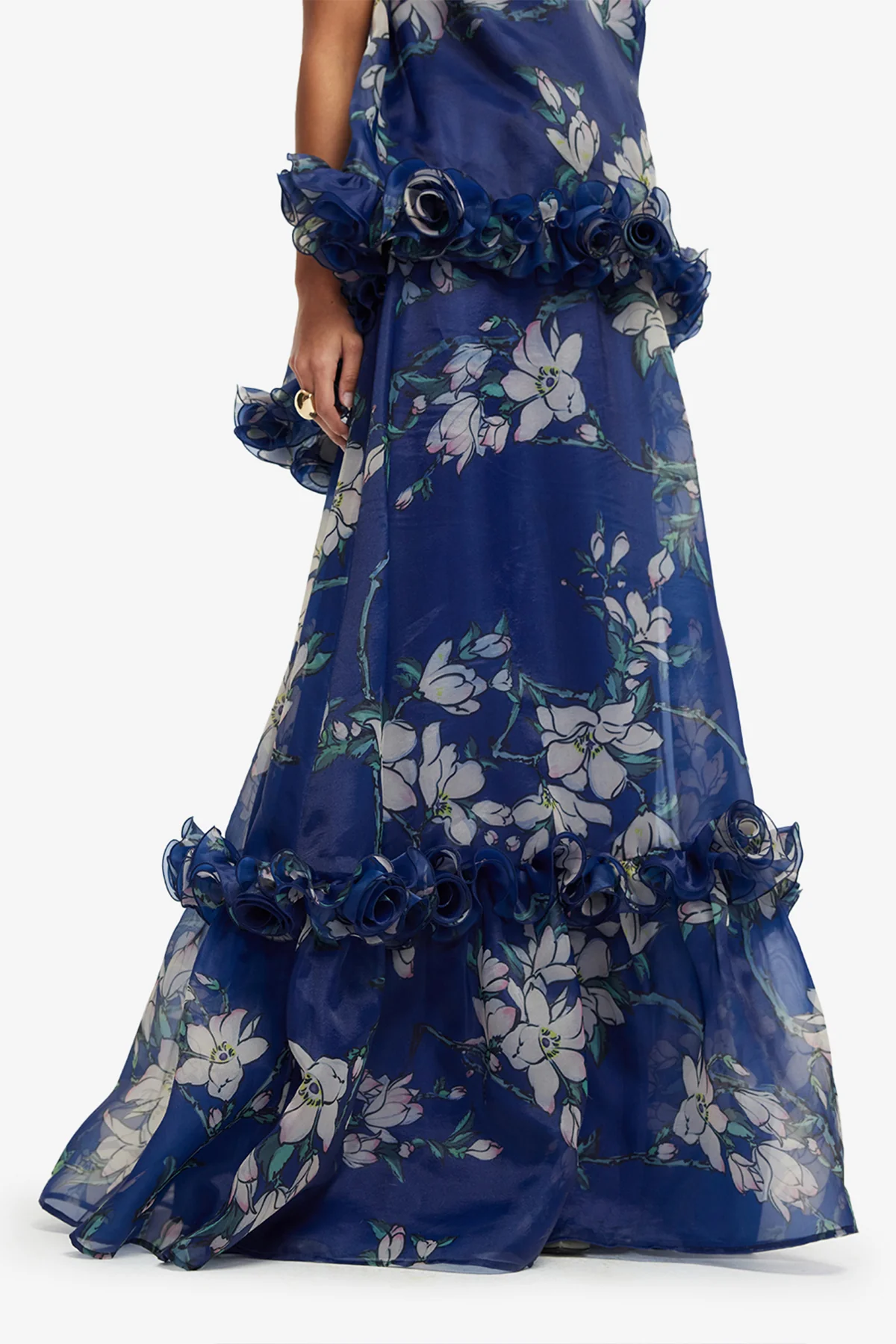Paige Ruffled Maxi Skirt - Midnight Magnolia Print