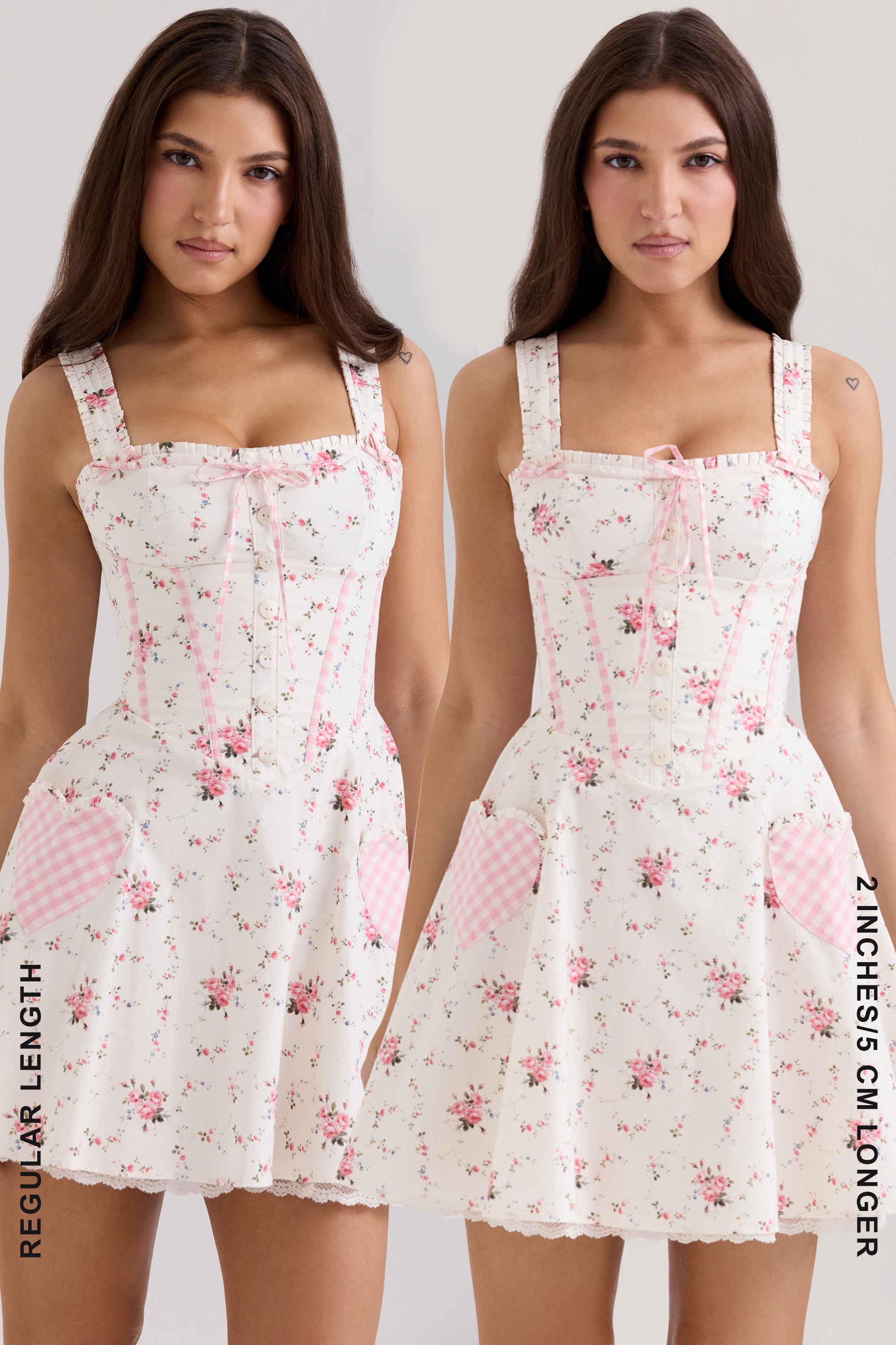 Cream Rose Print Stretch Cotton Mini Dress