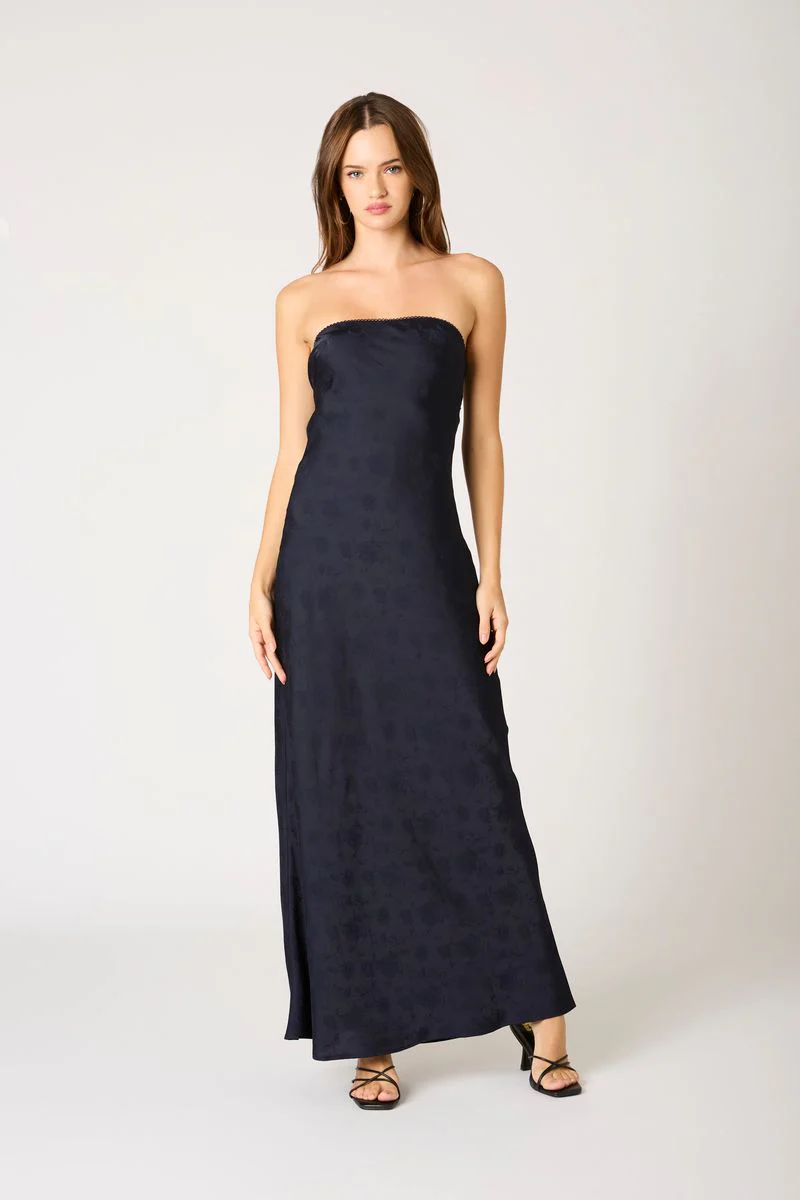 Strapless Open Cowl Back Gown