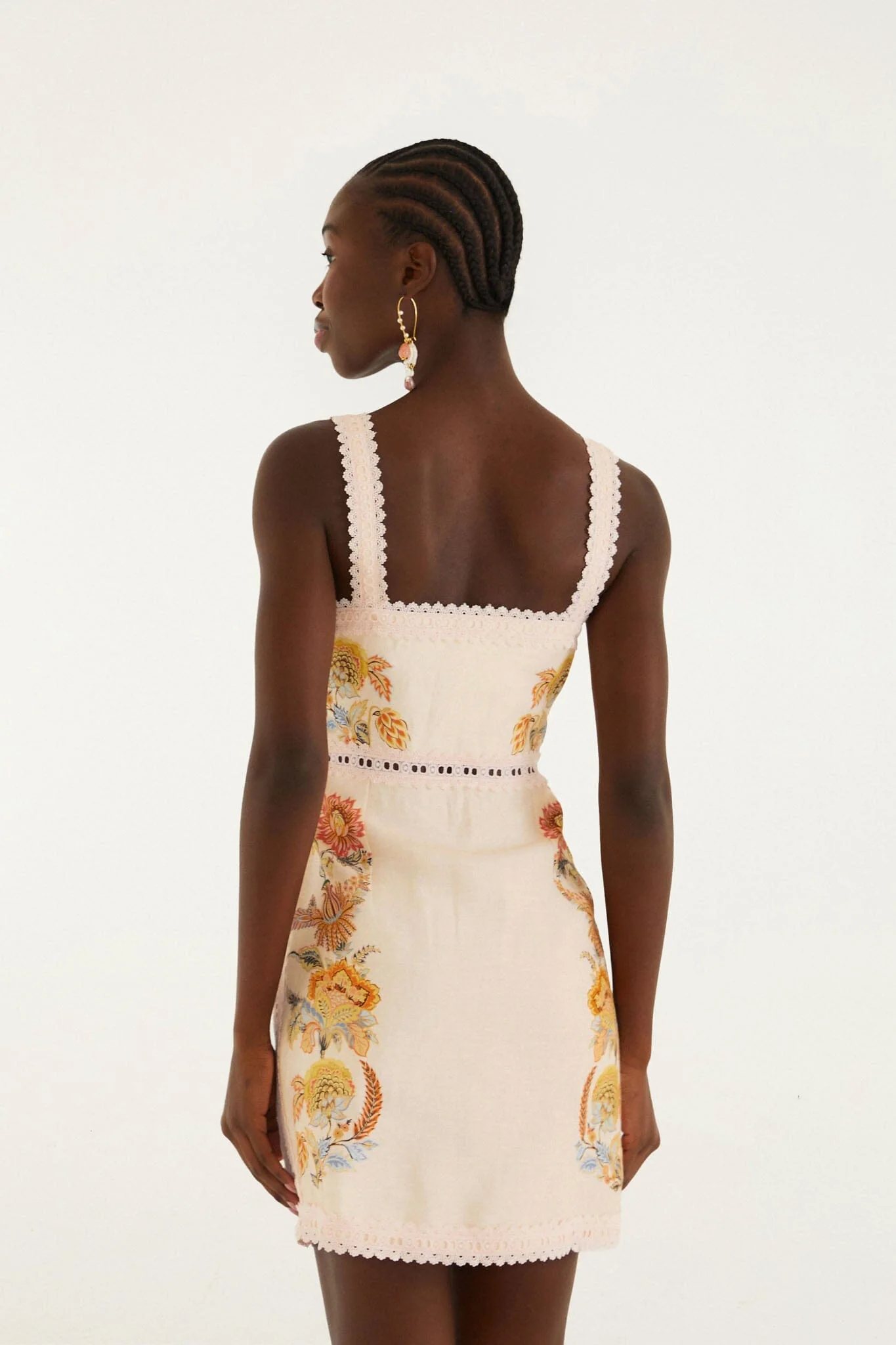 Light Pink Ligia Lace Buttoned  Mini Dress