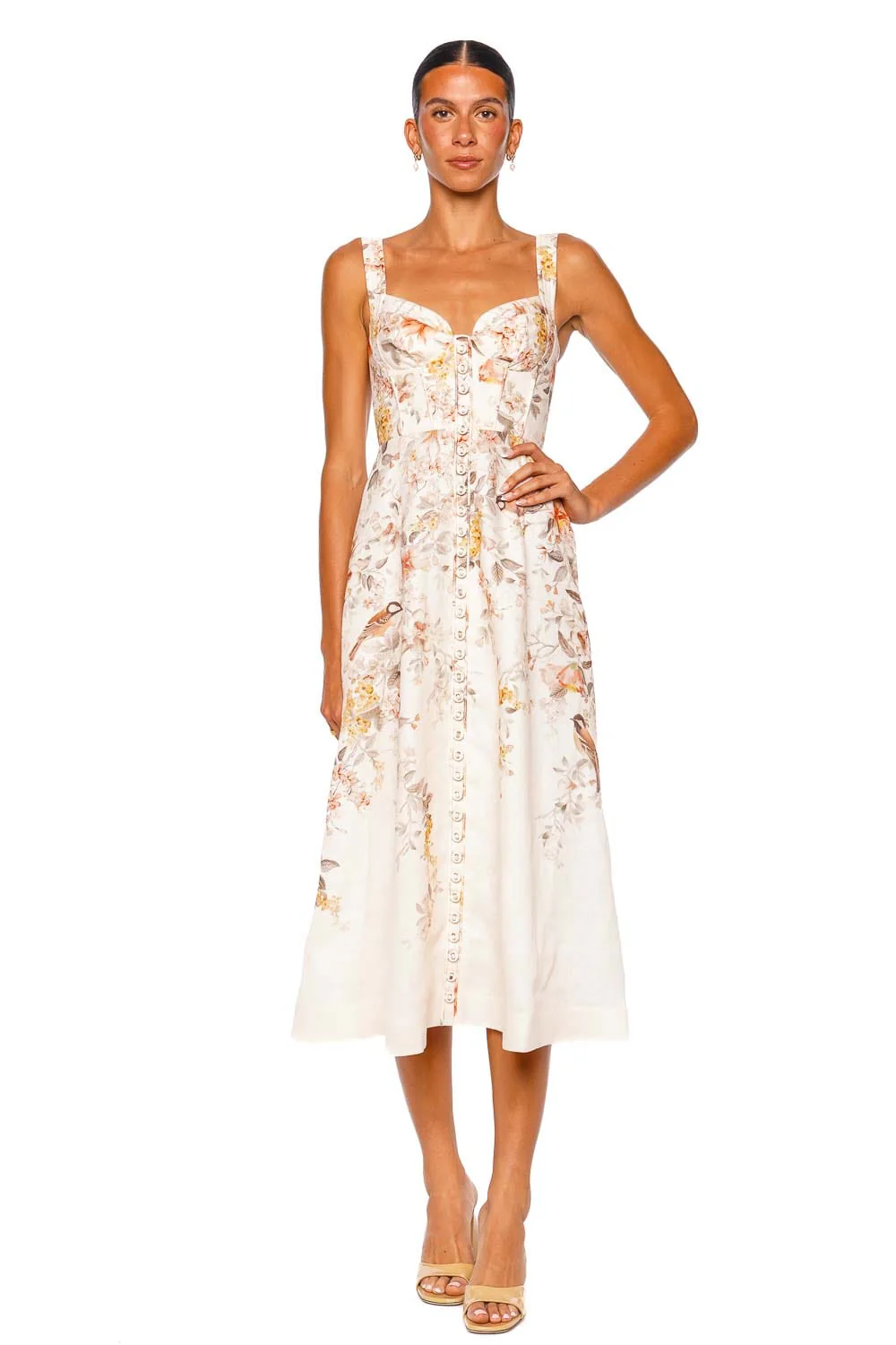 ZIMMERMANN Luna Songbird Buttoned Picnic Midi Dress