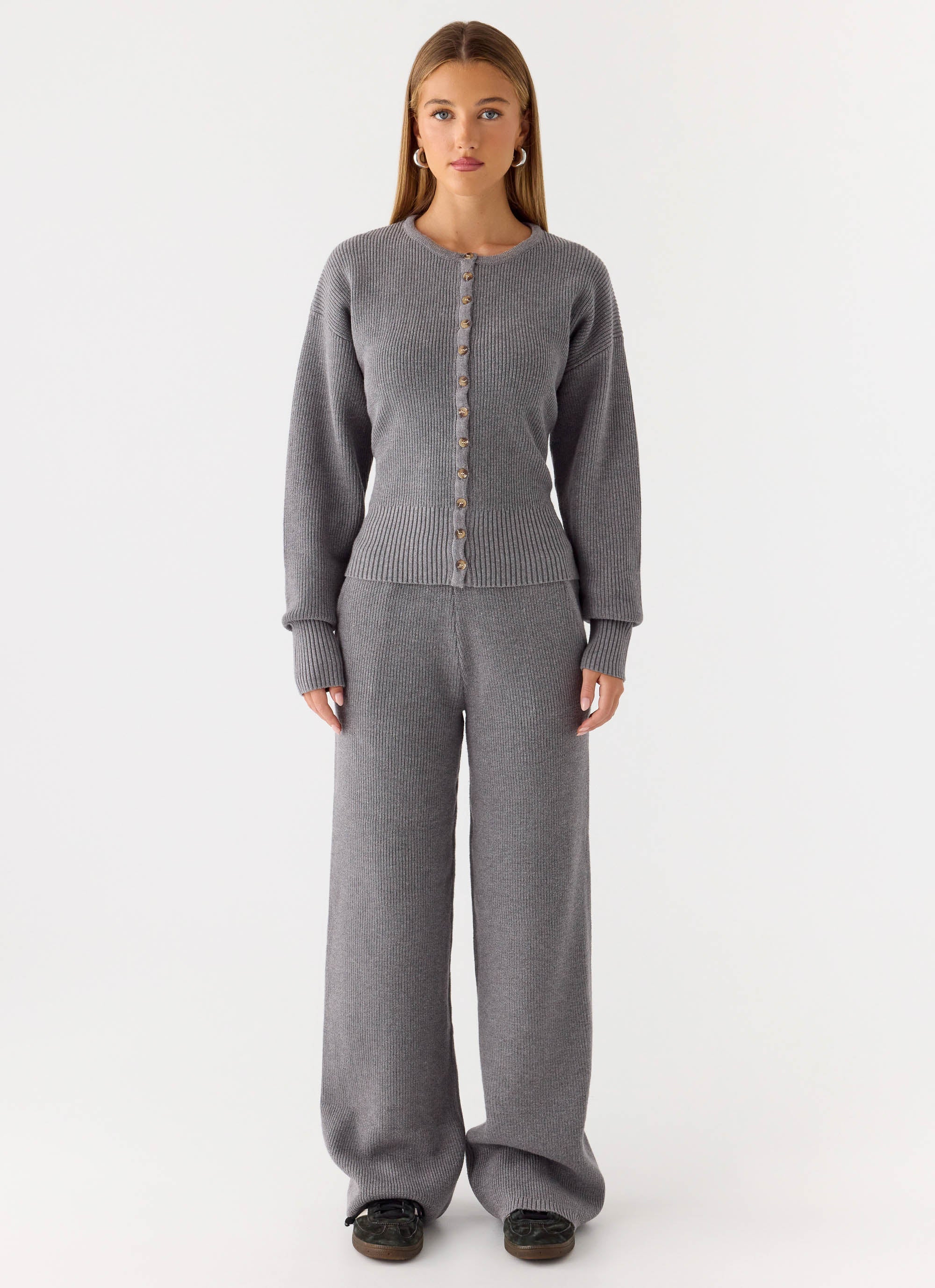 Harrison Low Rise Knit Pants - Marle Grey