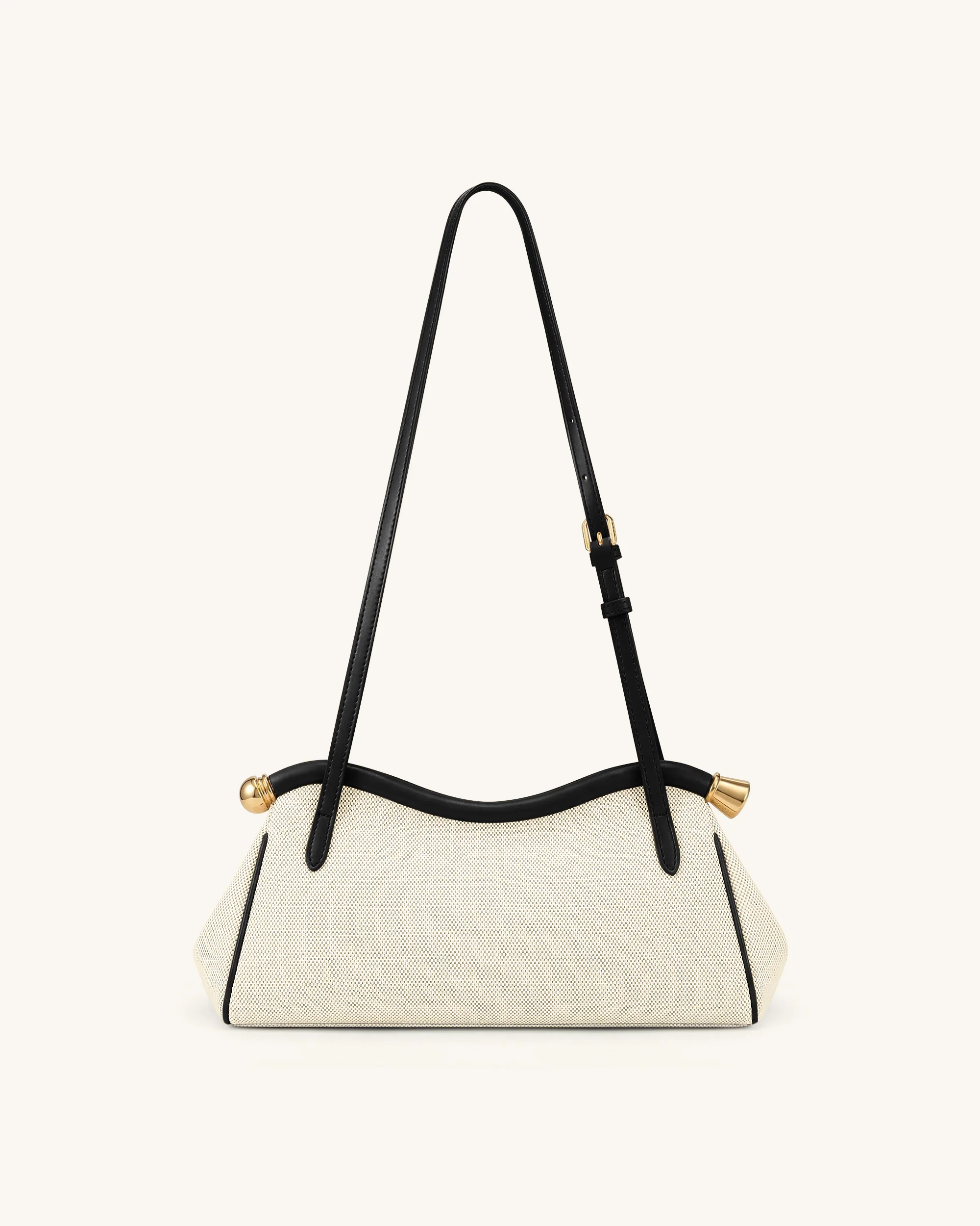 Naomi Curved Shoulder Bag - Black Canvas