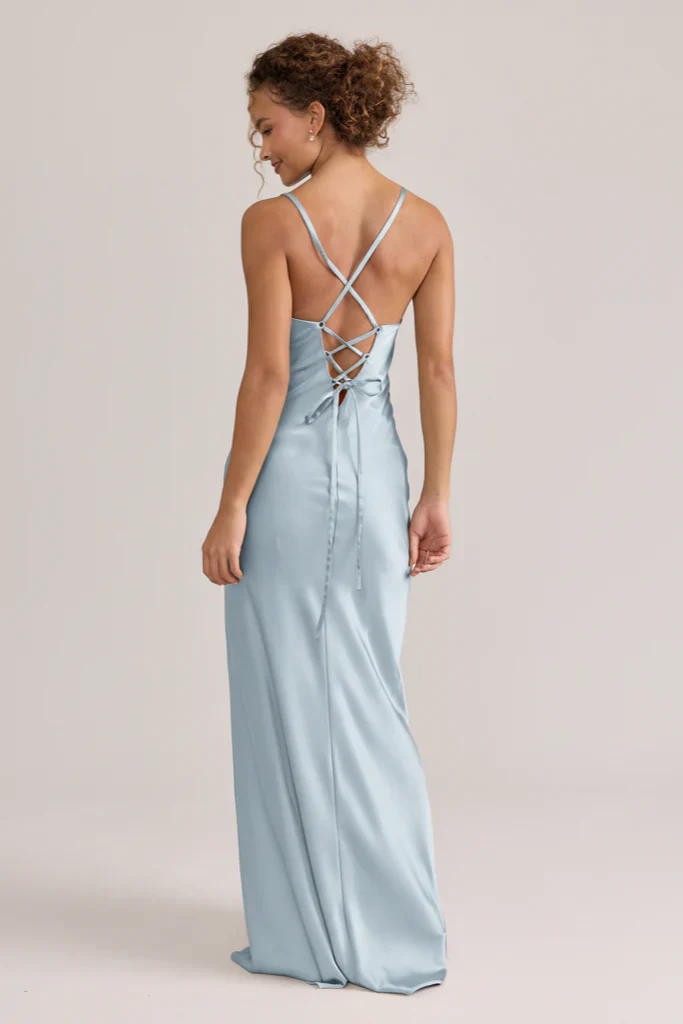 Ellapink Satin Dress | Ready To Ship | Sky Blue