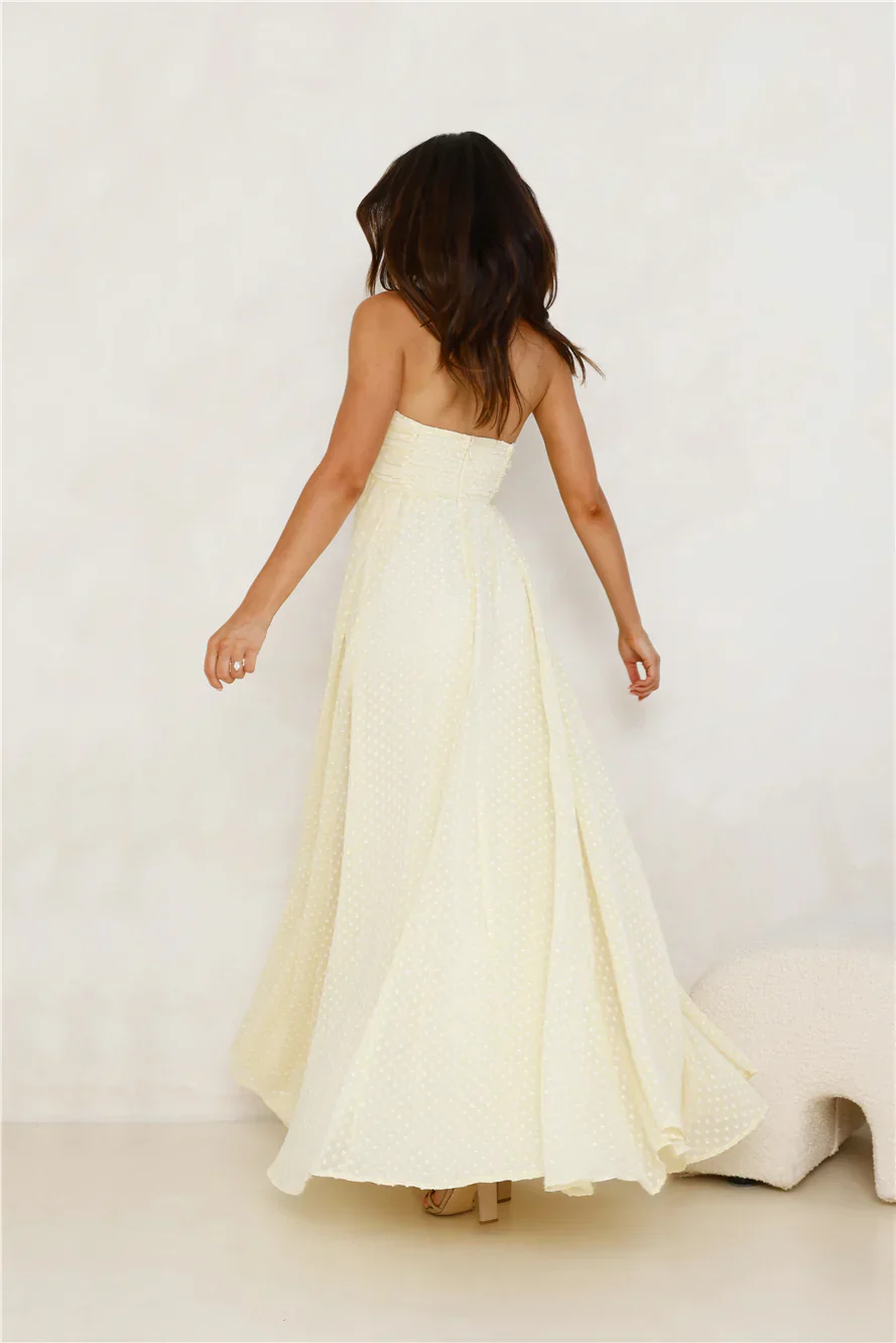 Secluded Grove Strapless Maxi Dress Yellow - luluinthesky