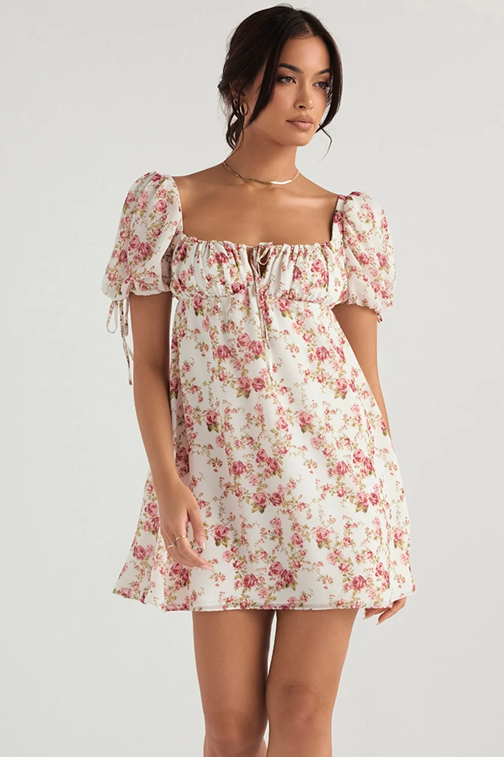 rose print mini dress - sale