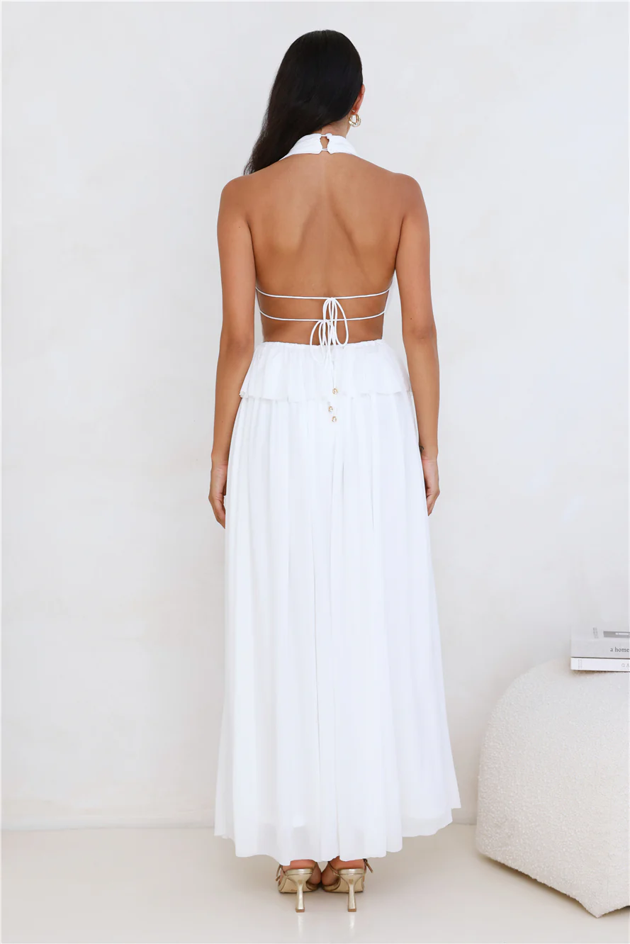 Love From Rosalie Halter Maxi Dress White - luluinthesky